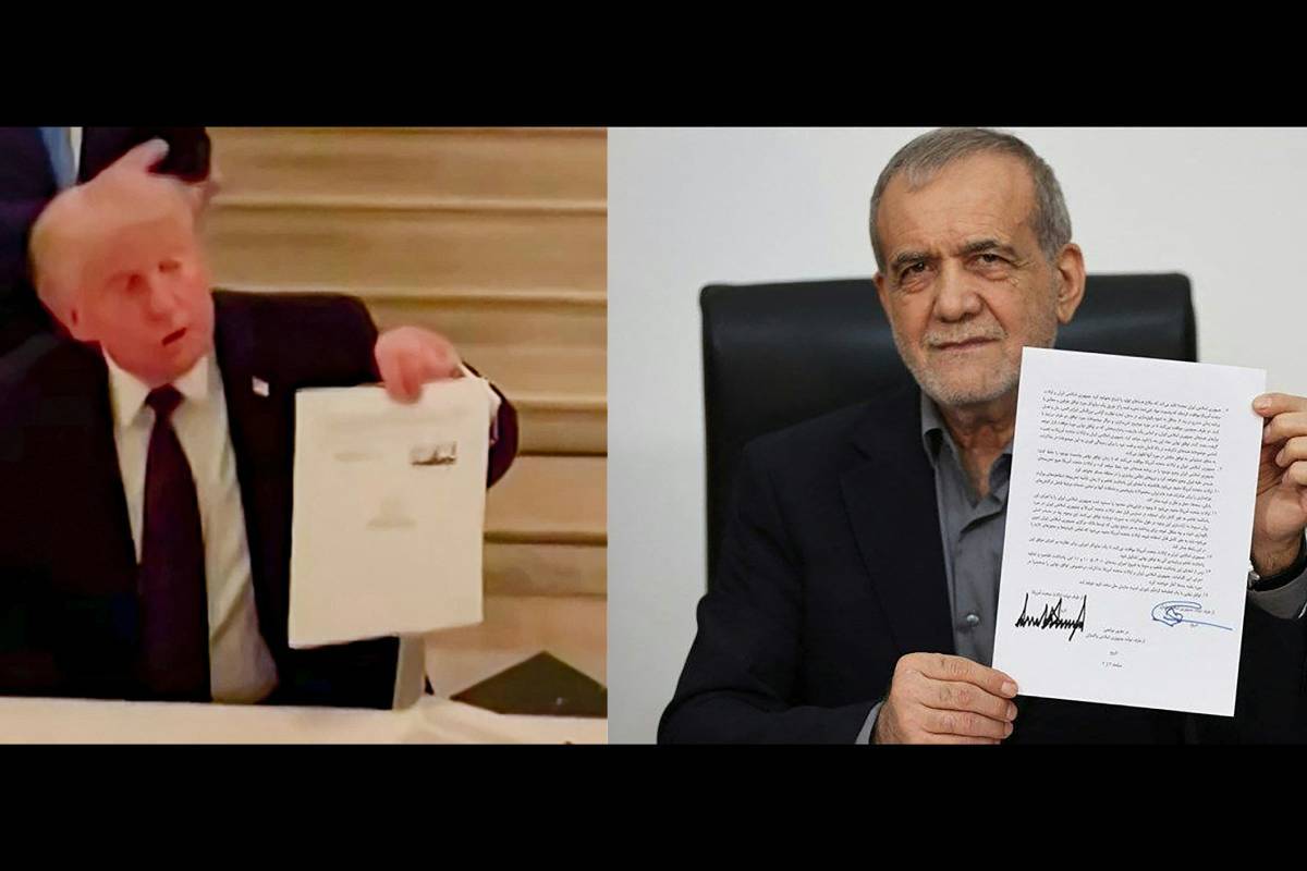 Donald Trump y Masoud Pezeshkian muestran el acuerdo firmado entre Irán y EEUU.