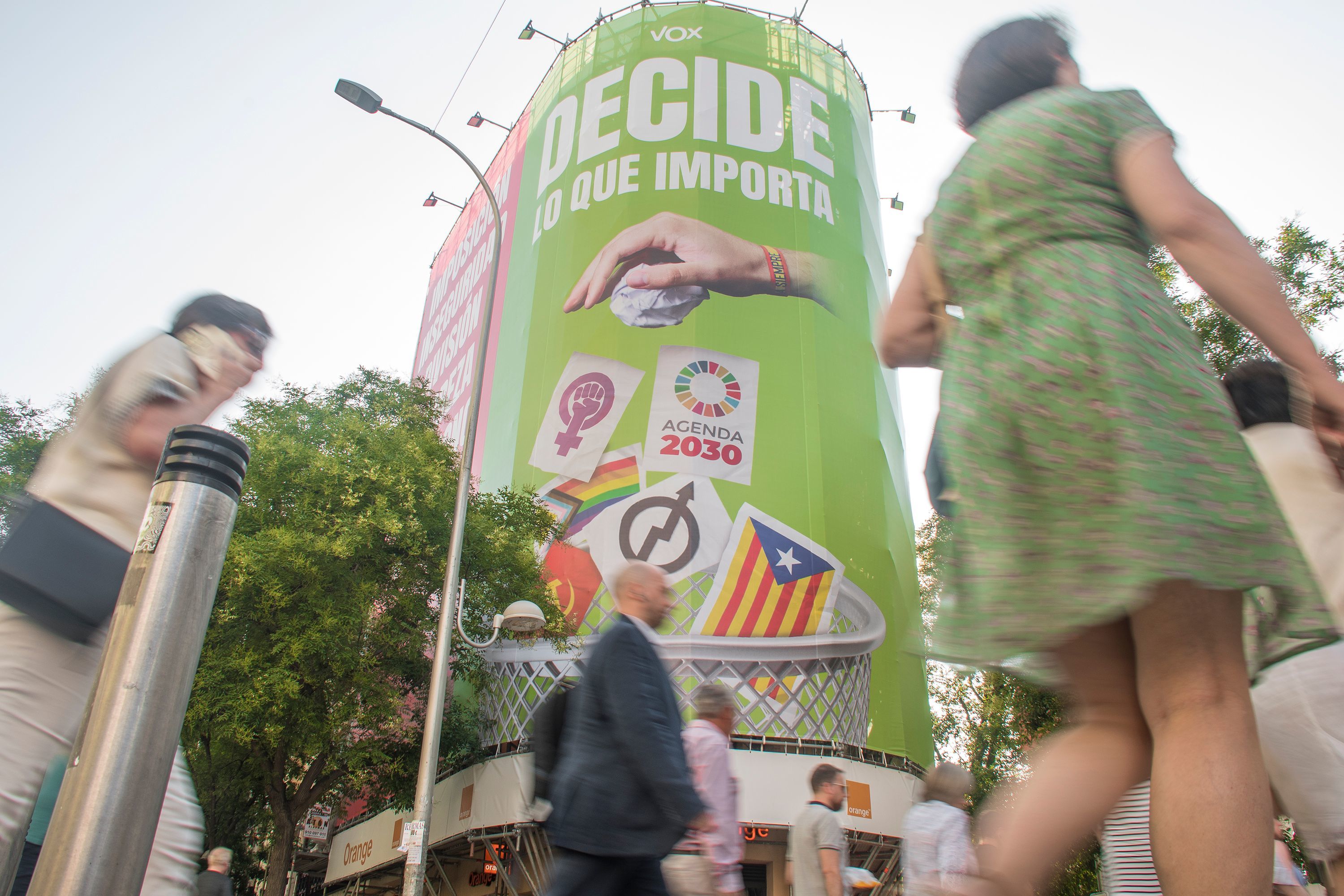 Cartel de Vox, colocado en las calles de Madrid en 2023.
