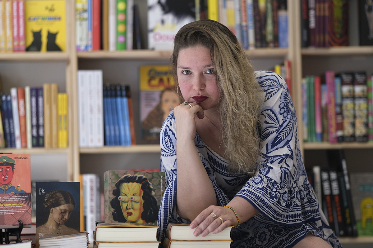 La escritora cubana Elaine Vilar Madruga la semana pasada en la librería La Felguera de Madrid.