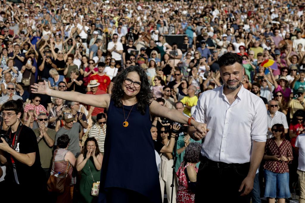 Mónica Oltra y Gabriel Rufián, este viernes en Valencia.