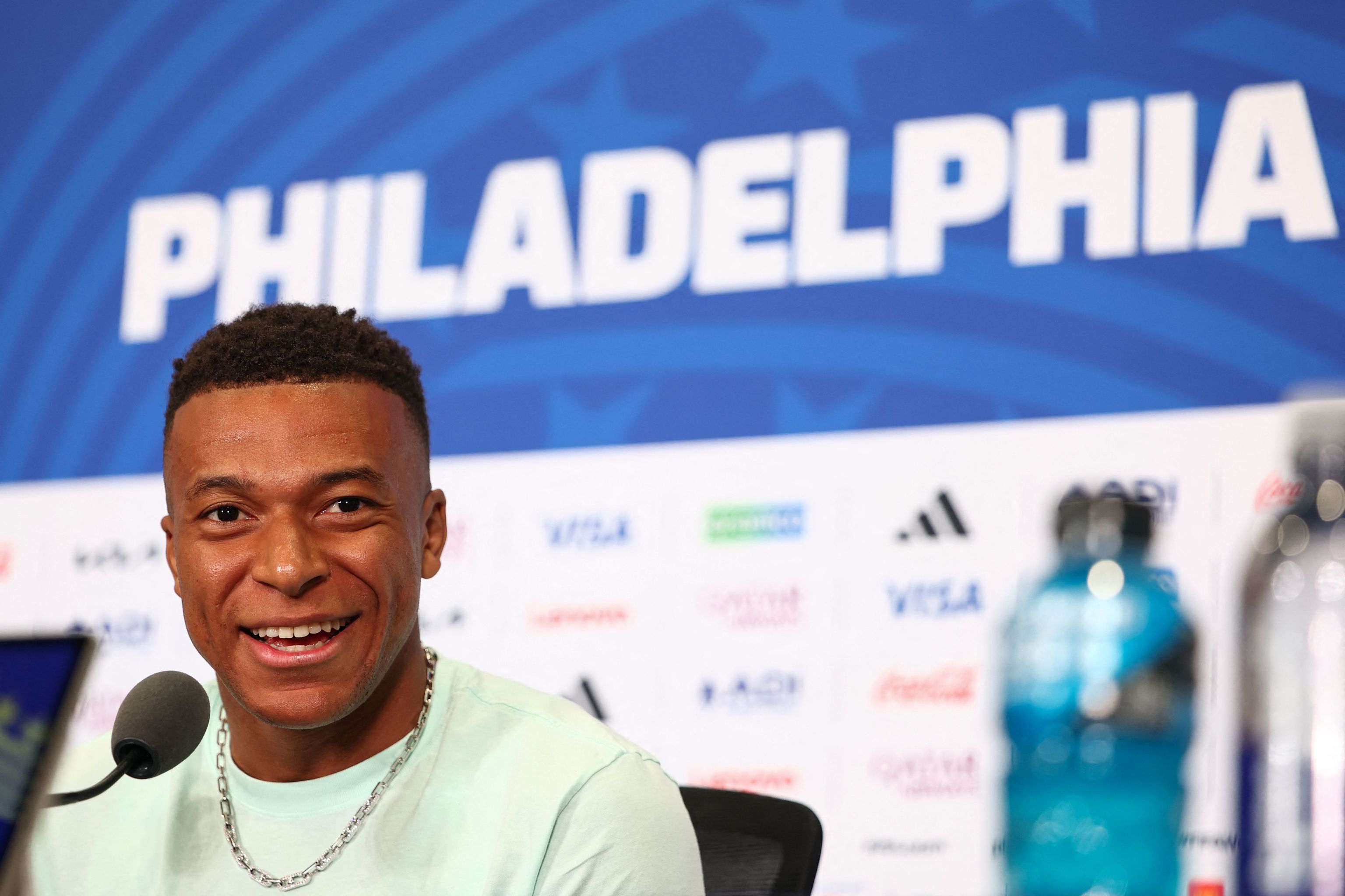 Mbappé, en rueda de prensa.