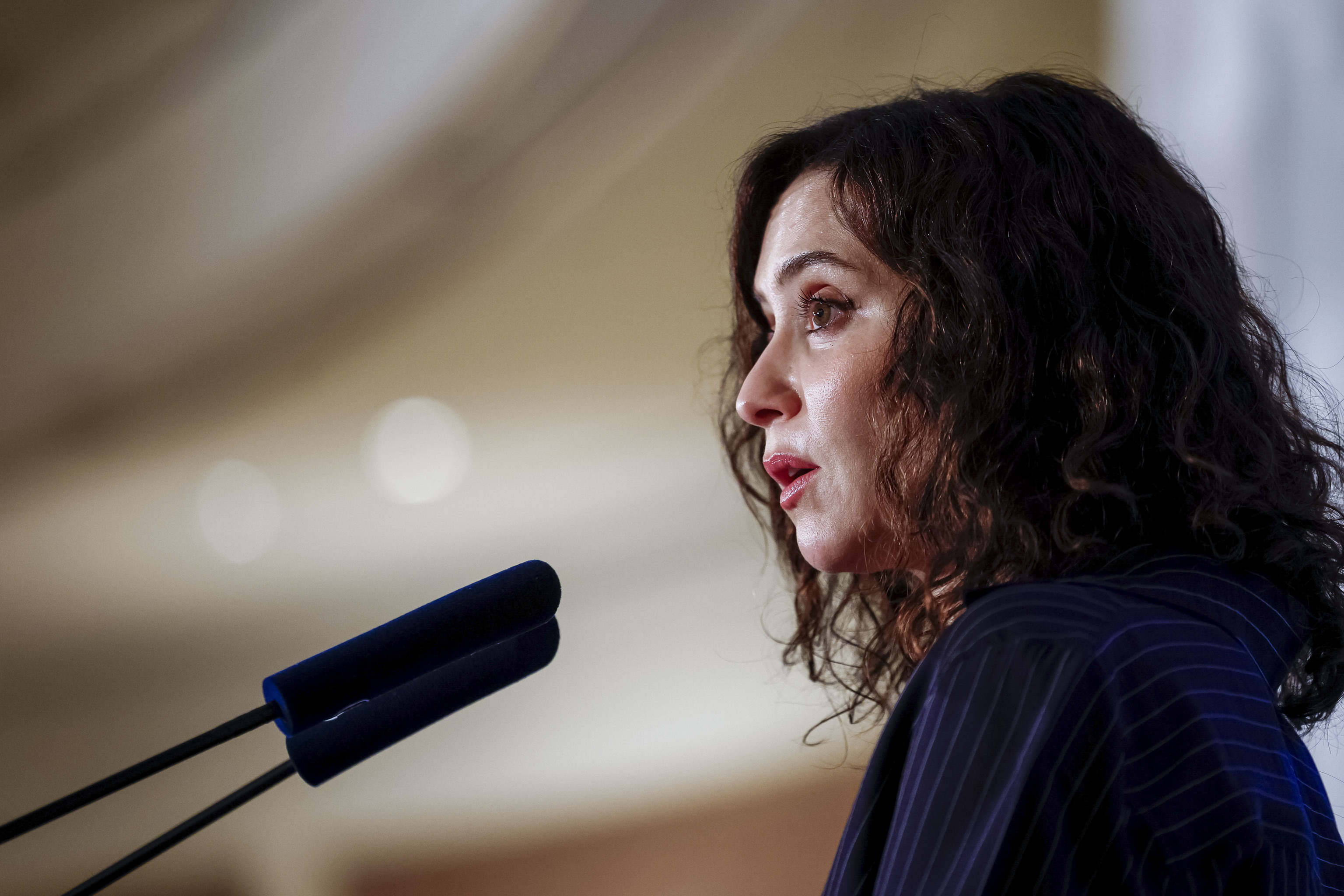 Ayuso, la pasada semana durante una intervención en un acto en Madrid.