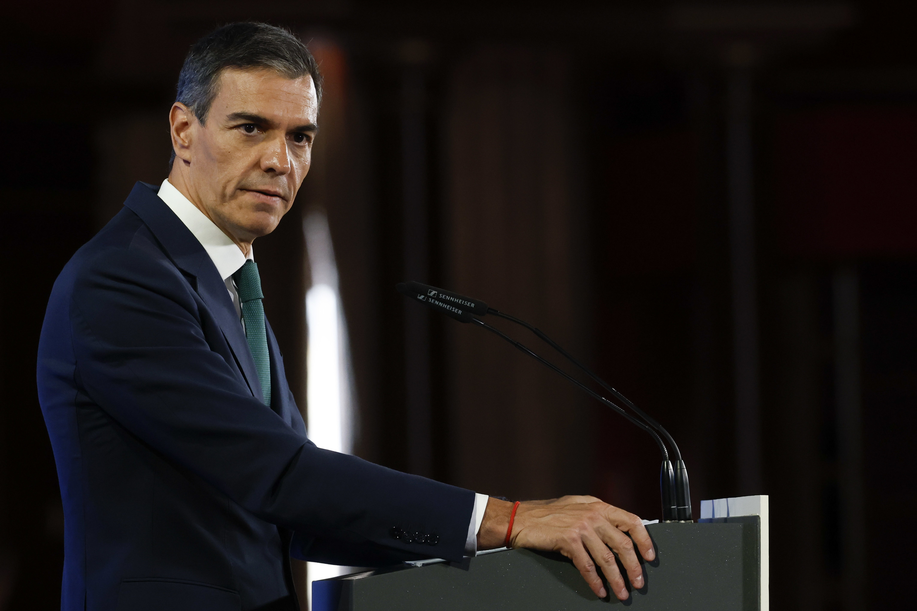 Pedro Sánchez, presidente del Gobierno, durante un acto este lunes.