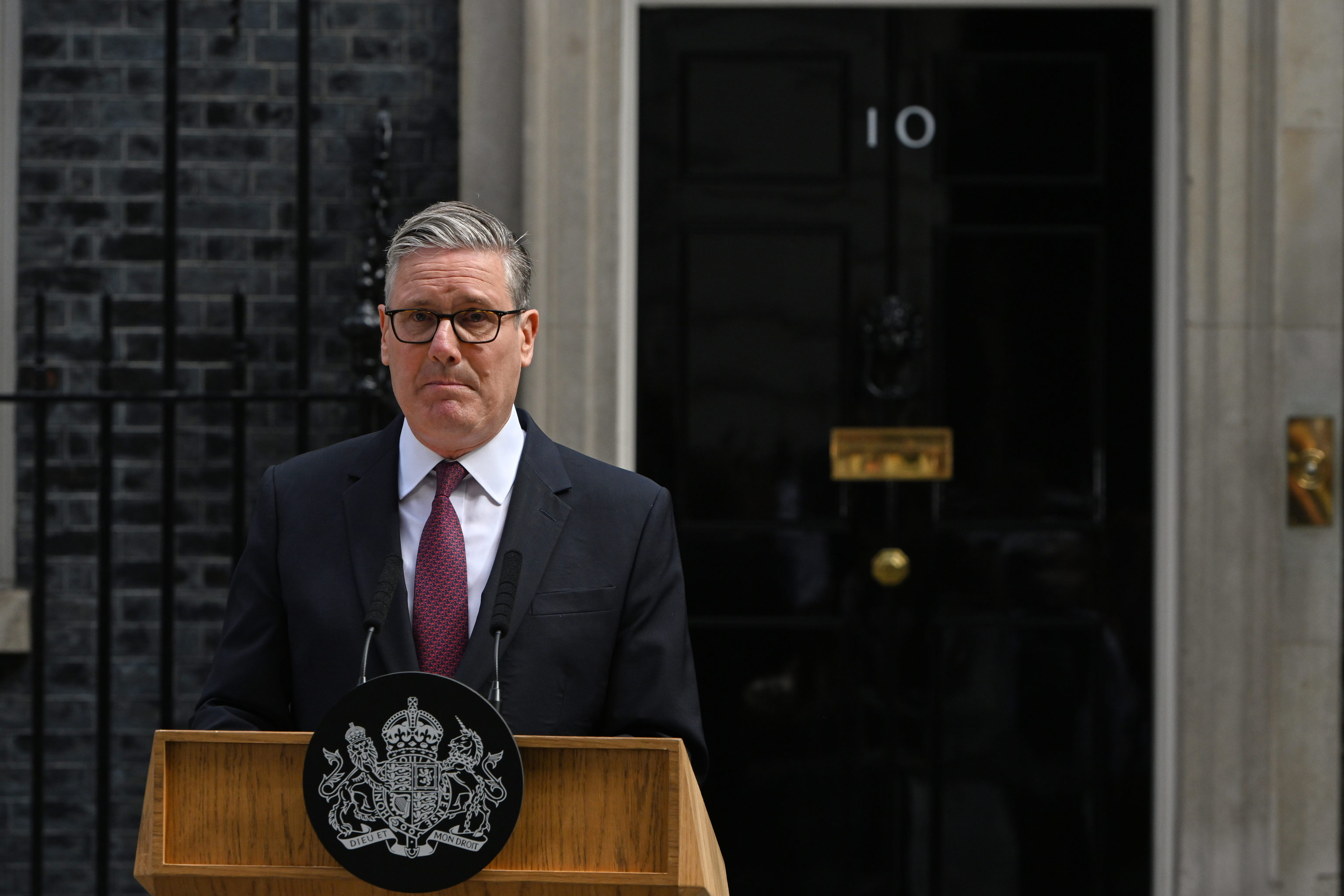 El primer ministro británico, Keir Starmer, al anunciar ayer su dimisión.