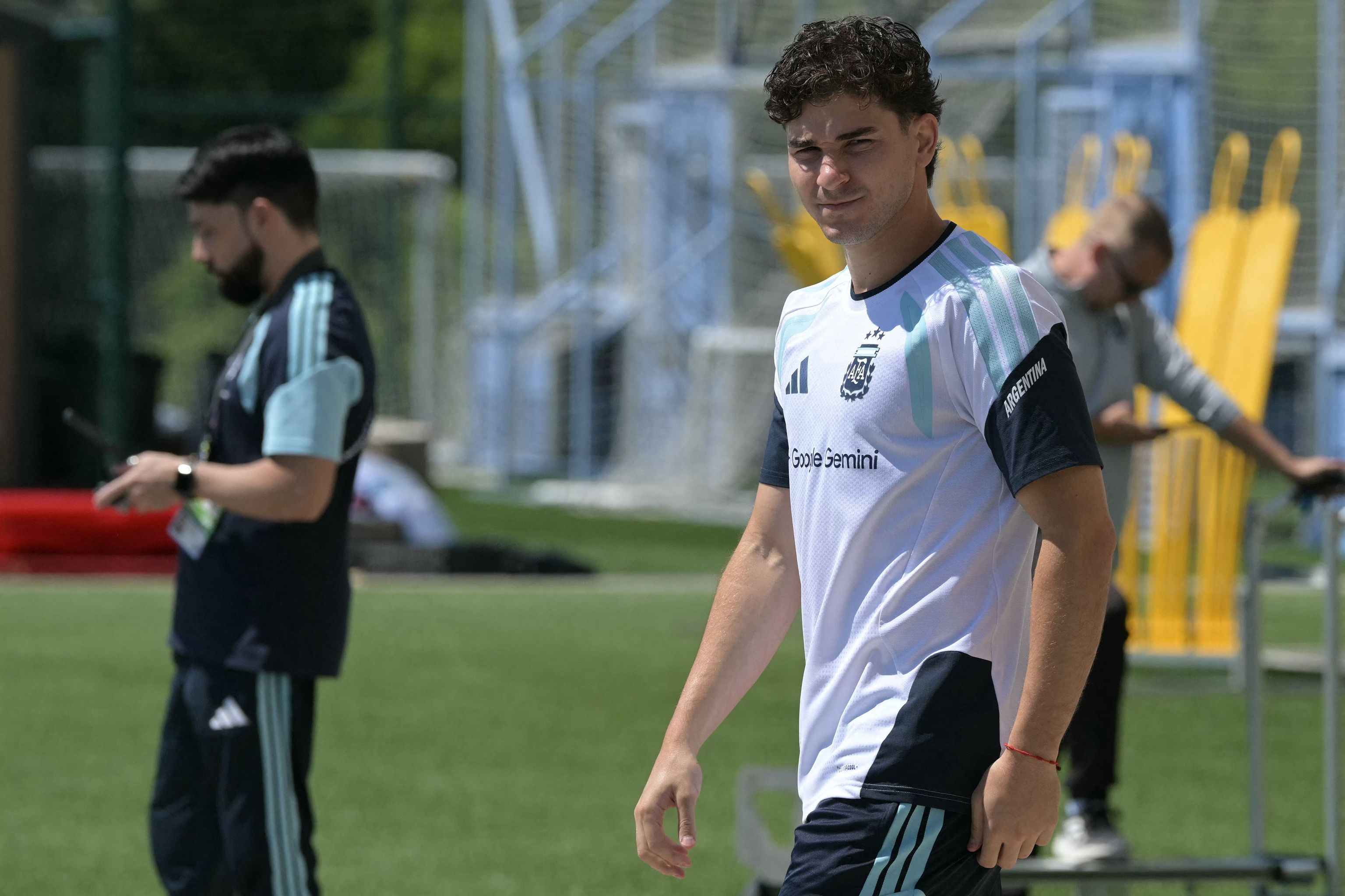 Julián Álvarez, en un entrenamiento con Argentina.
