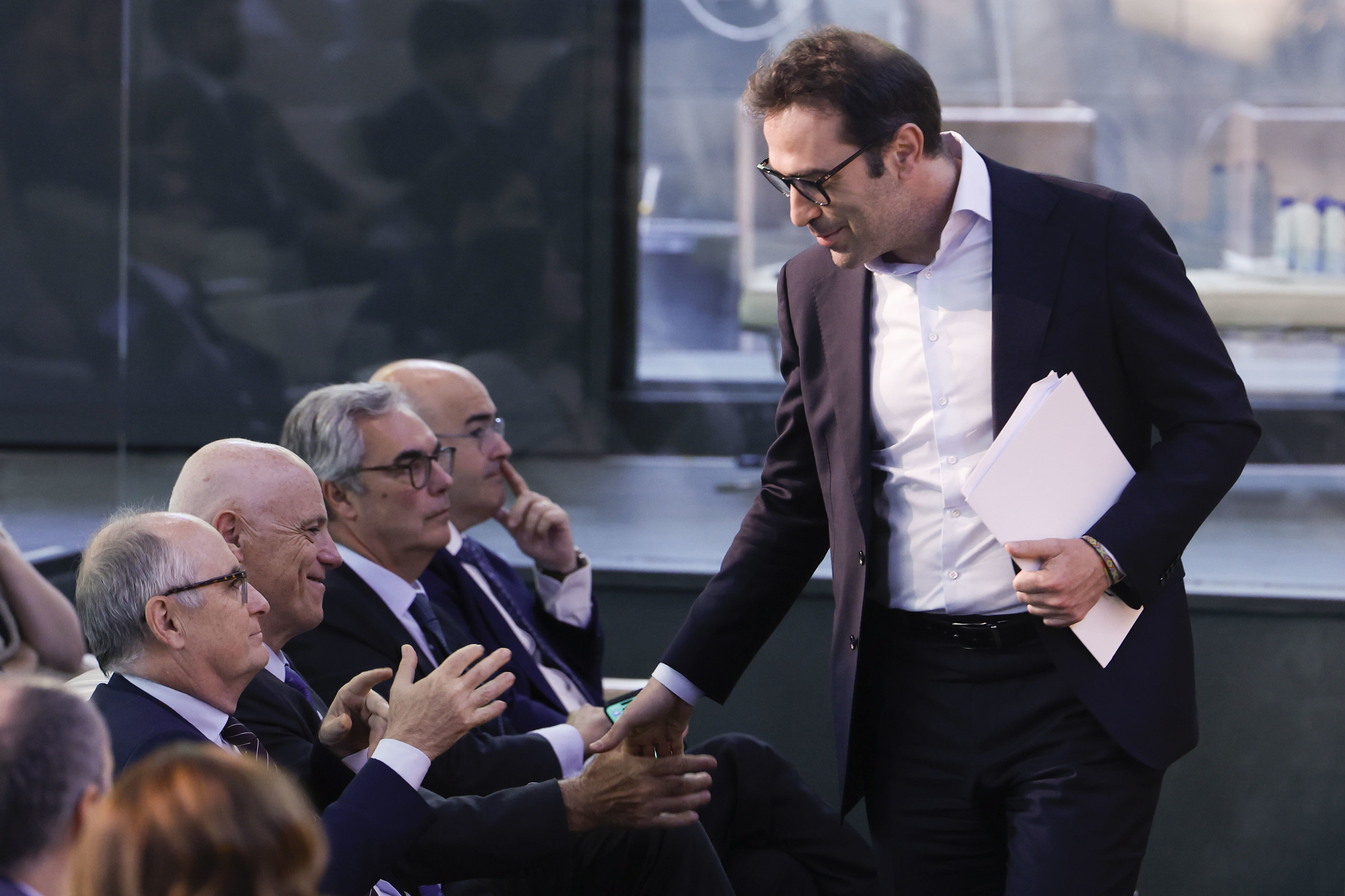 El vicepresidente primero, Carlos Cuerpo, el pasado día 19 tras su intervención el foro 'Competitividad para el crecimiento. El papel del sector bancario'