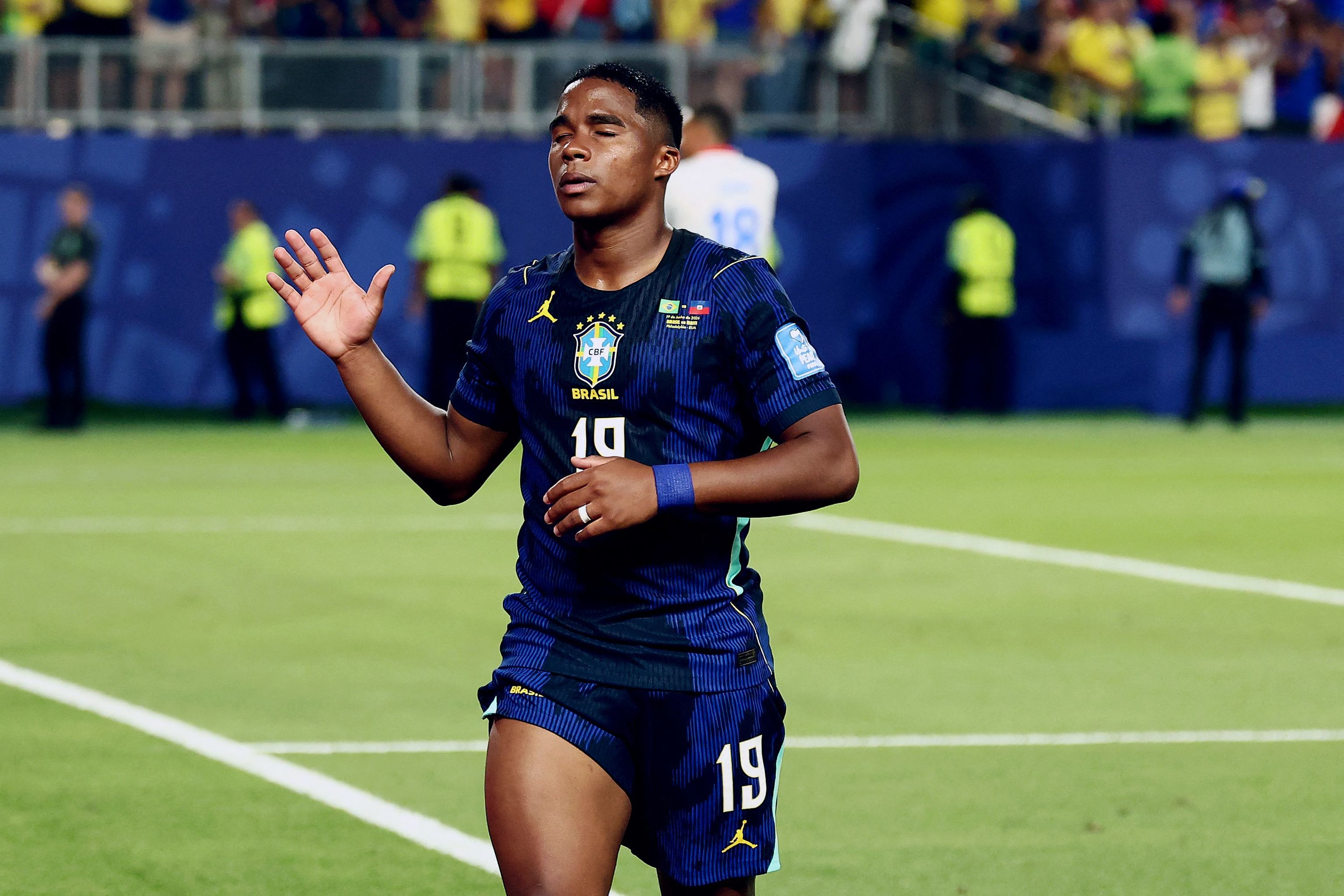 Endrick, tras un partido con Brasil.