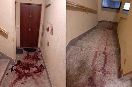 Restos de sangre de la víctima tras el crimen machista