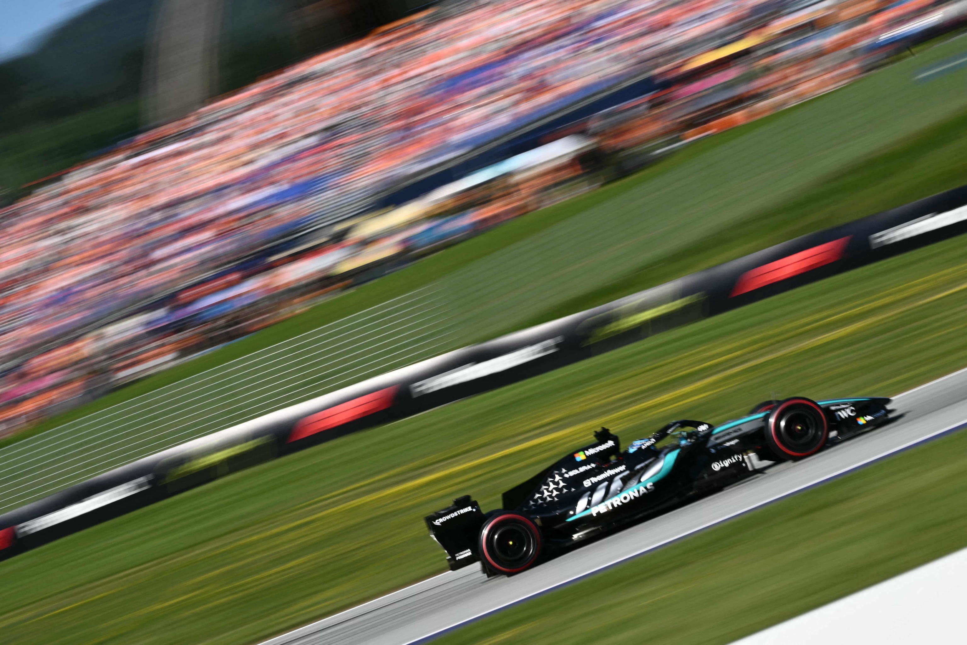 Russell, durante la 'qualy' del sábado en el Red Bull Ring.