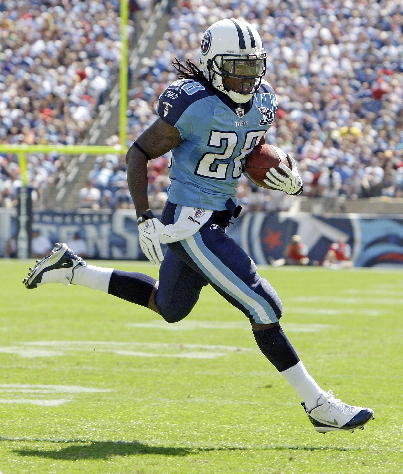 Chris Johnson en un partido de los Tennessee Titans.