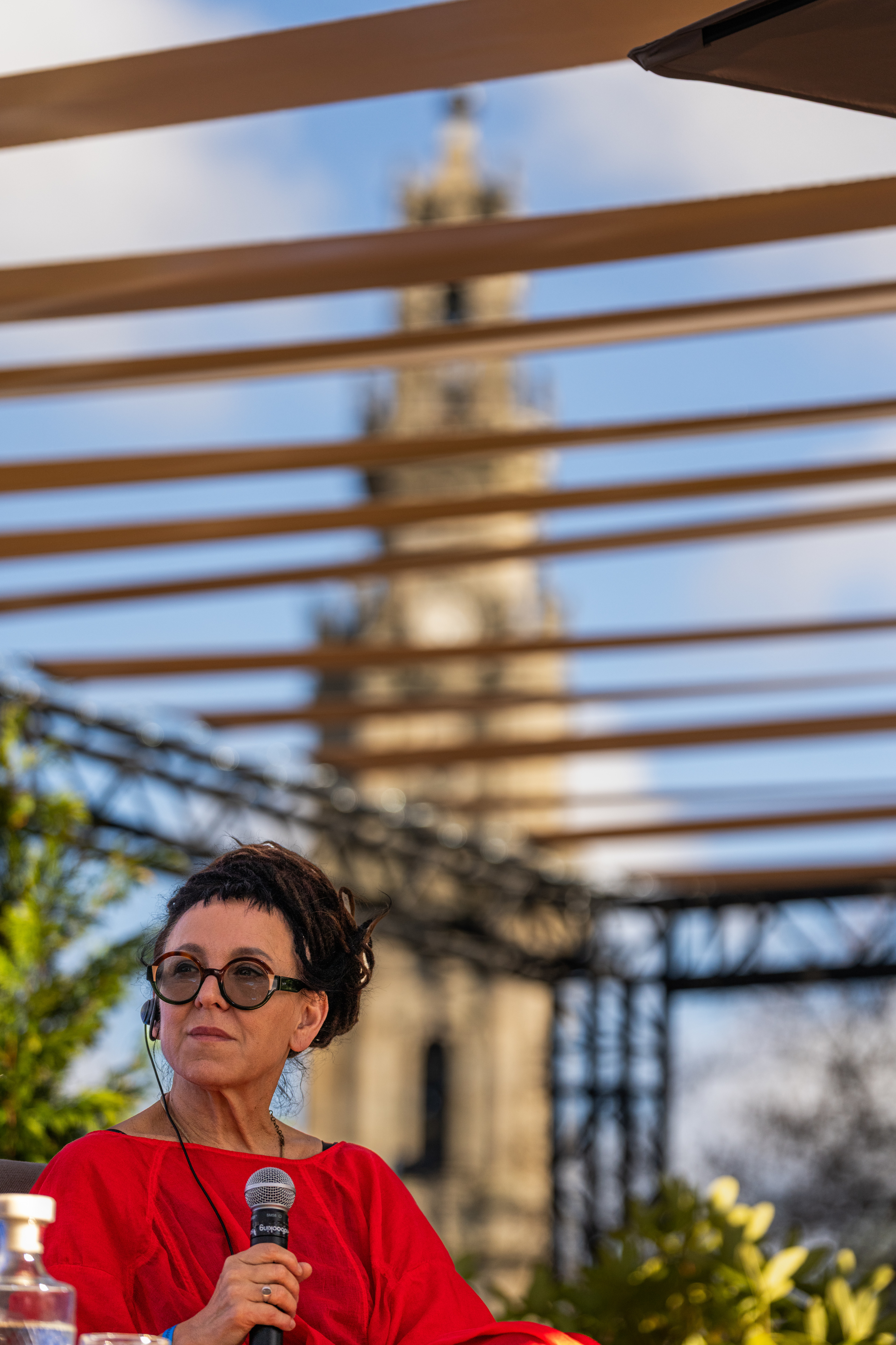 Olga Tokarczuk durante su charla.