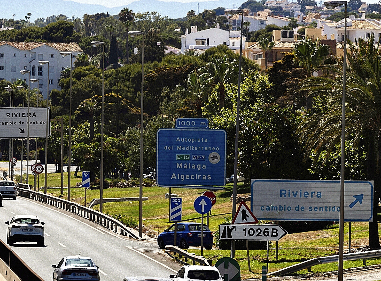 Lugar en el que fue atropellada la joven noruega Nikoline, en la autopista del Mediterráneo y dentro del término municipal de Mijas.