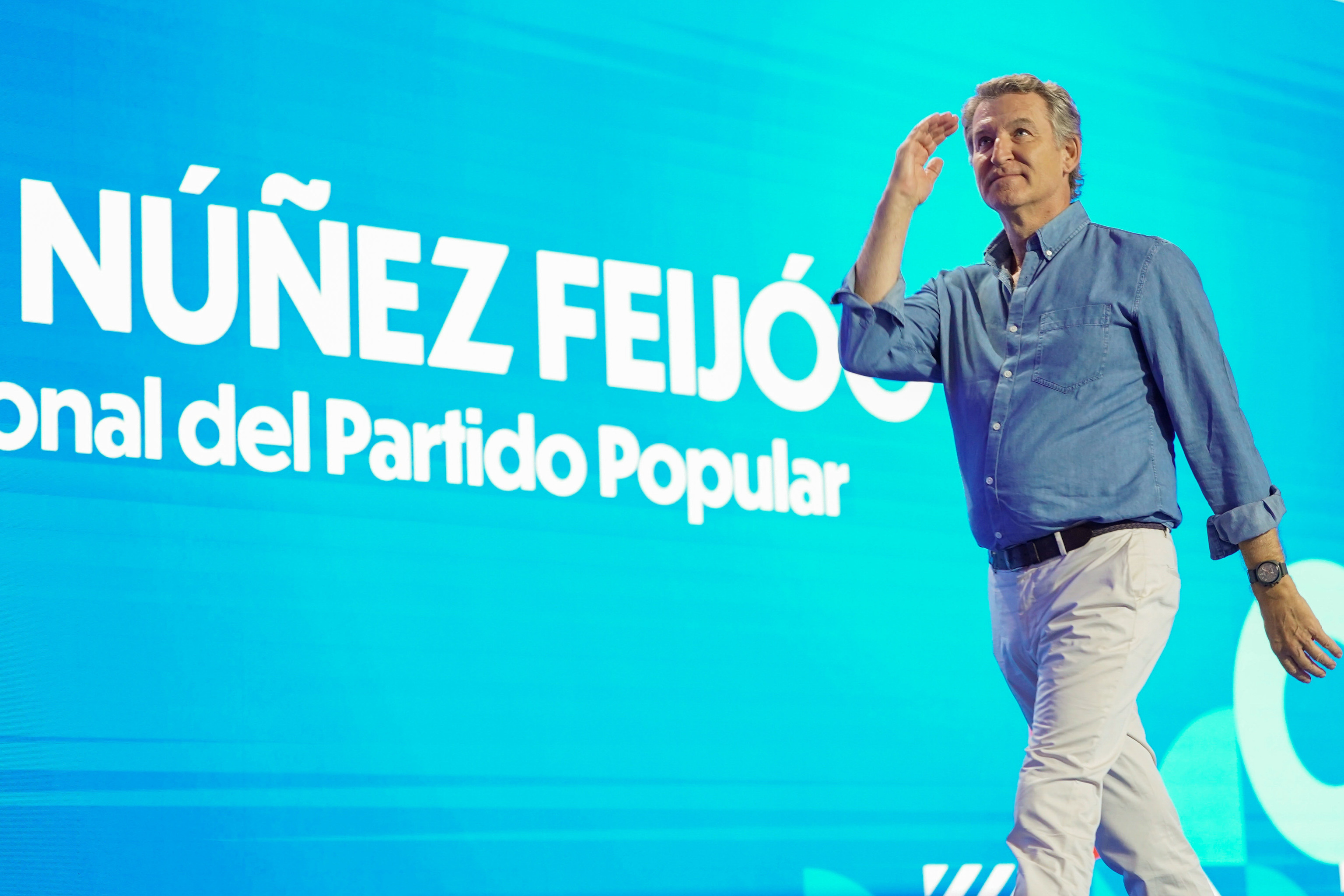 Alberto Núñez Feijóo, presidente del PP, en un acto de NNGG en Valladolid