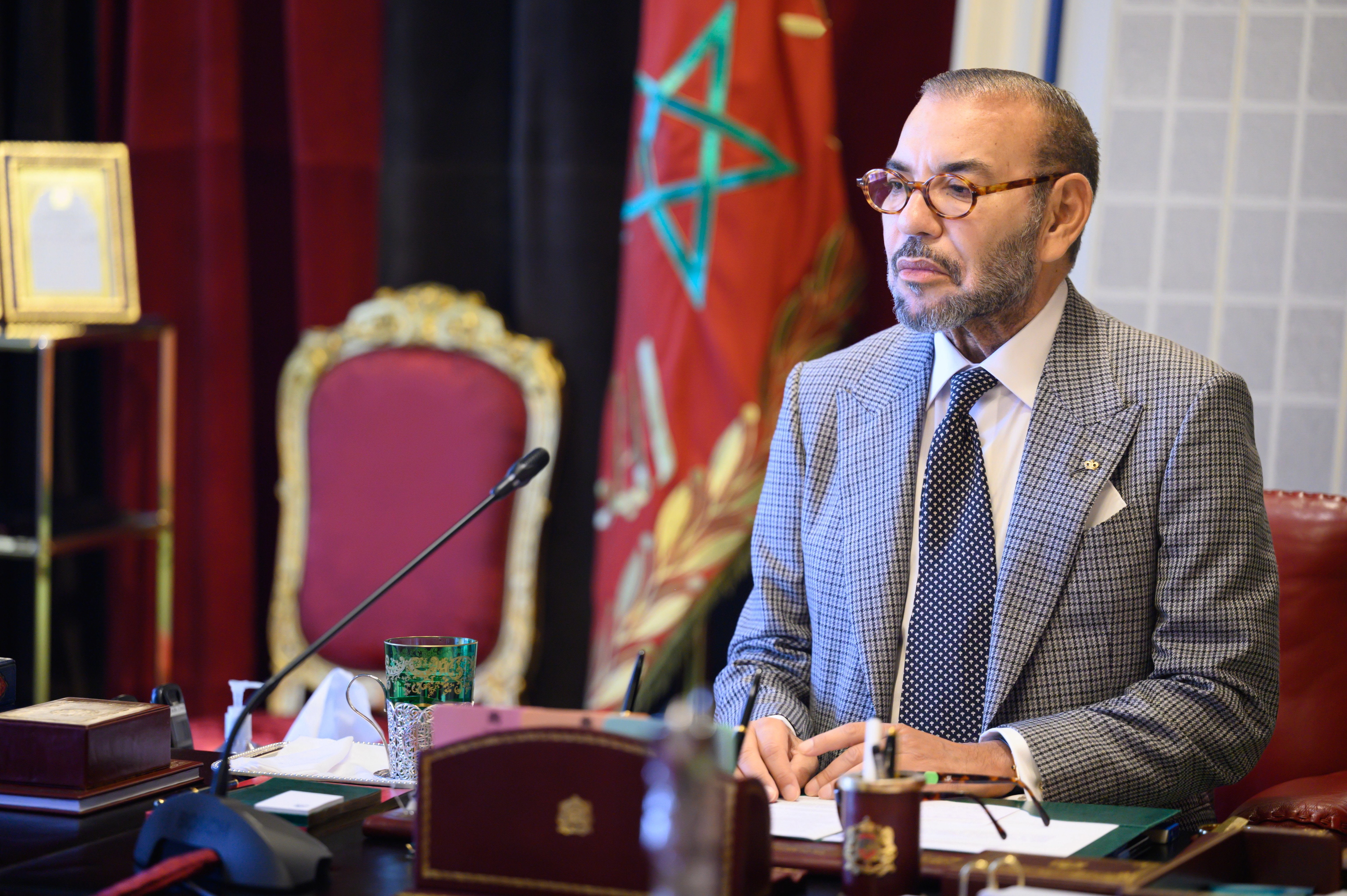El rey Mohamed VI, durante una reuni�n en Rabat, en 2023.