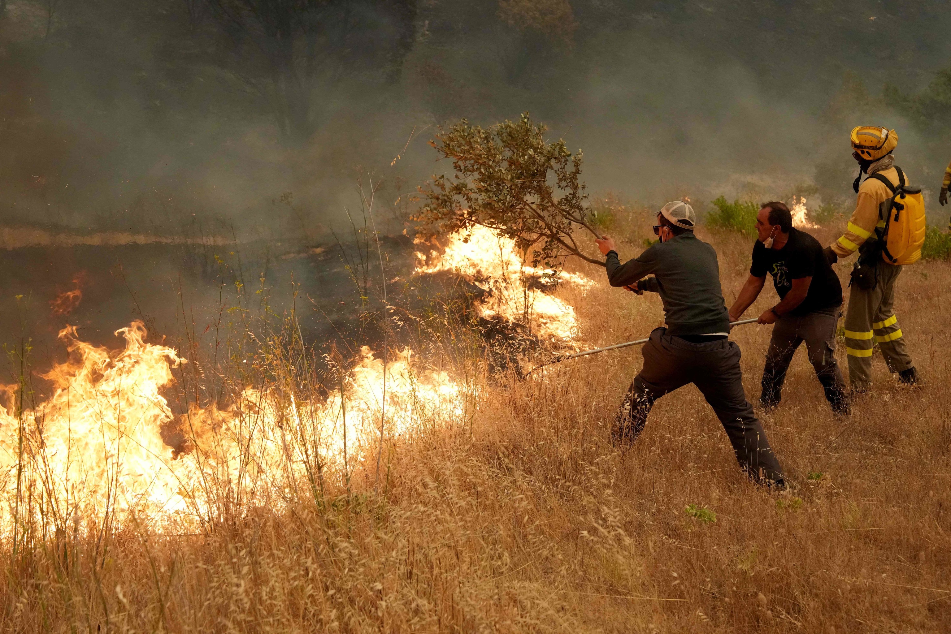 Esfuerzos por contener el fuego en Cebreros (�vila).