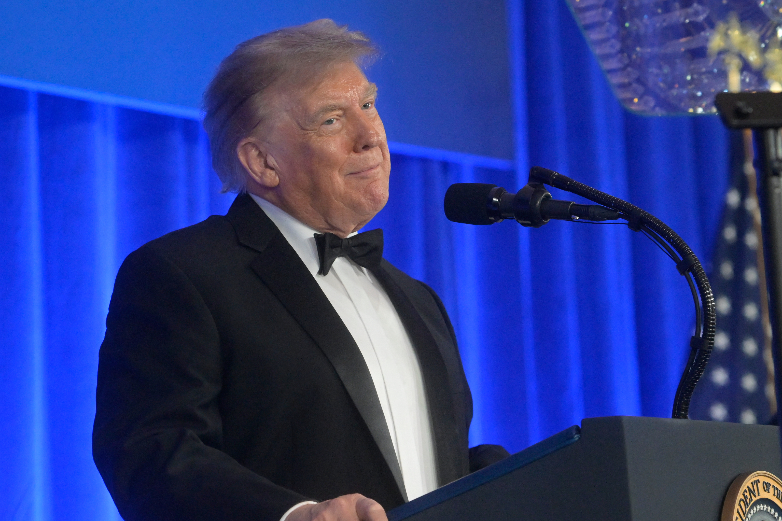 Donald Trump durante la cena de corresponsales de la Casa Blanca.