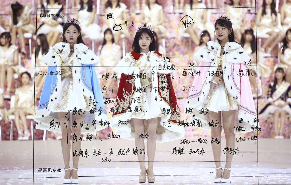 Imagen retocada con rotulador sobre las participantes del concurso televisivo de 'idols' SNH48.