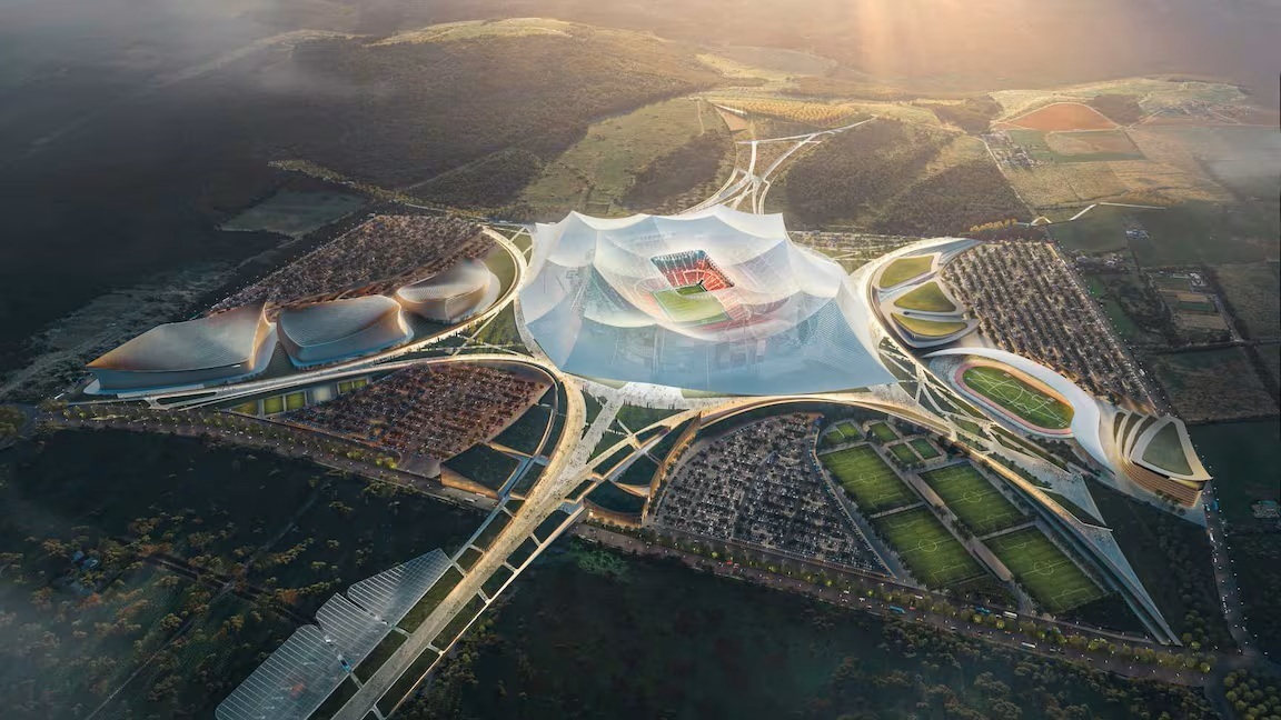 Recreación de cómo quedará el Gran Estadio Hassan II en Casablanca.