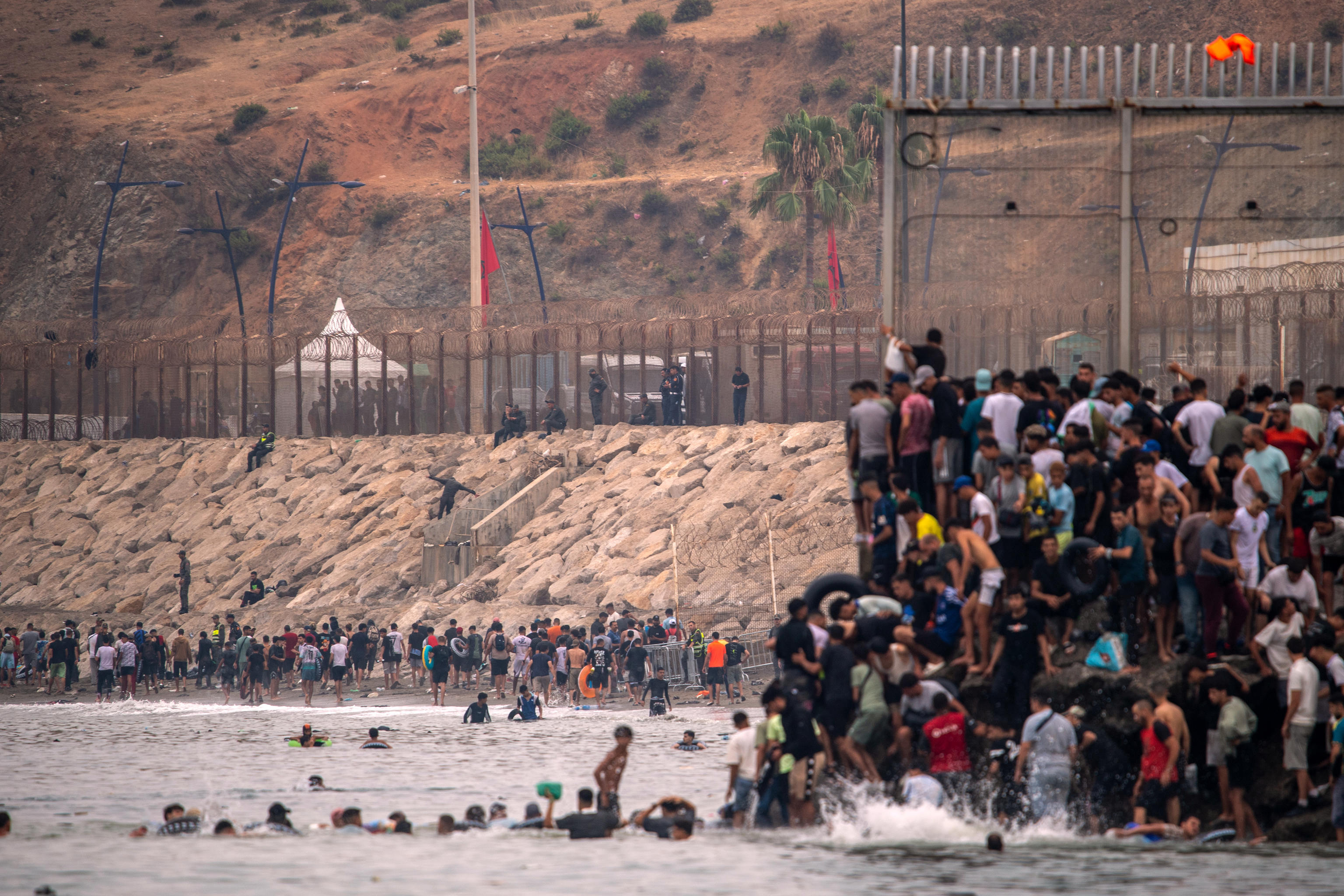 Asalto en la frontera de Ceuta el pasado 31 de julio.