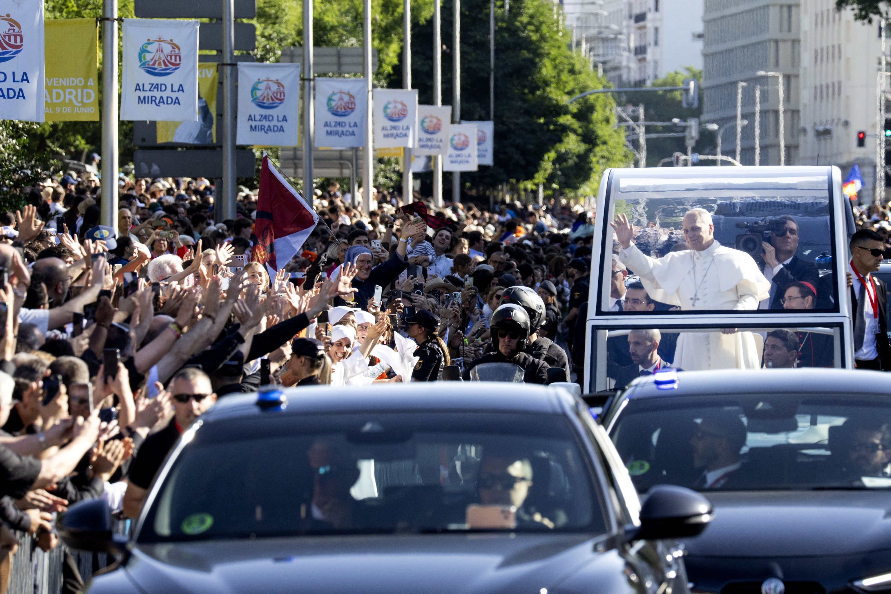 La llegada del Papa a Cibeles, el pasado junio.