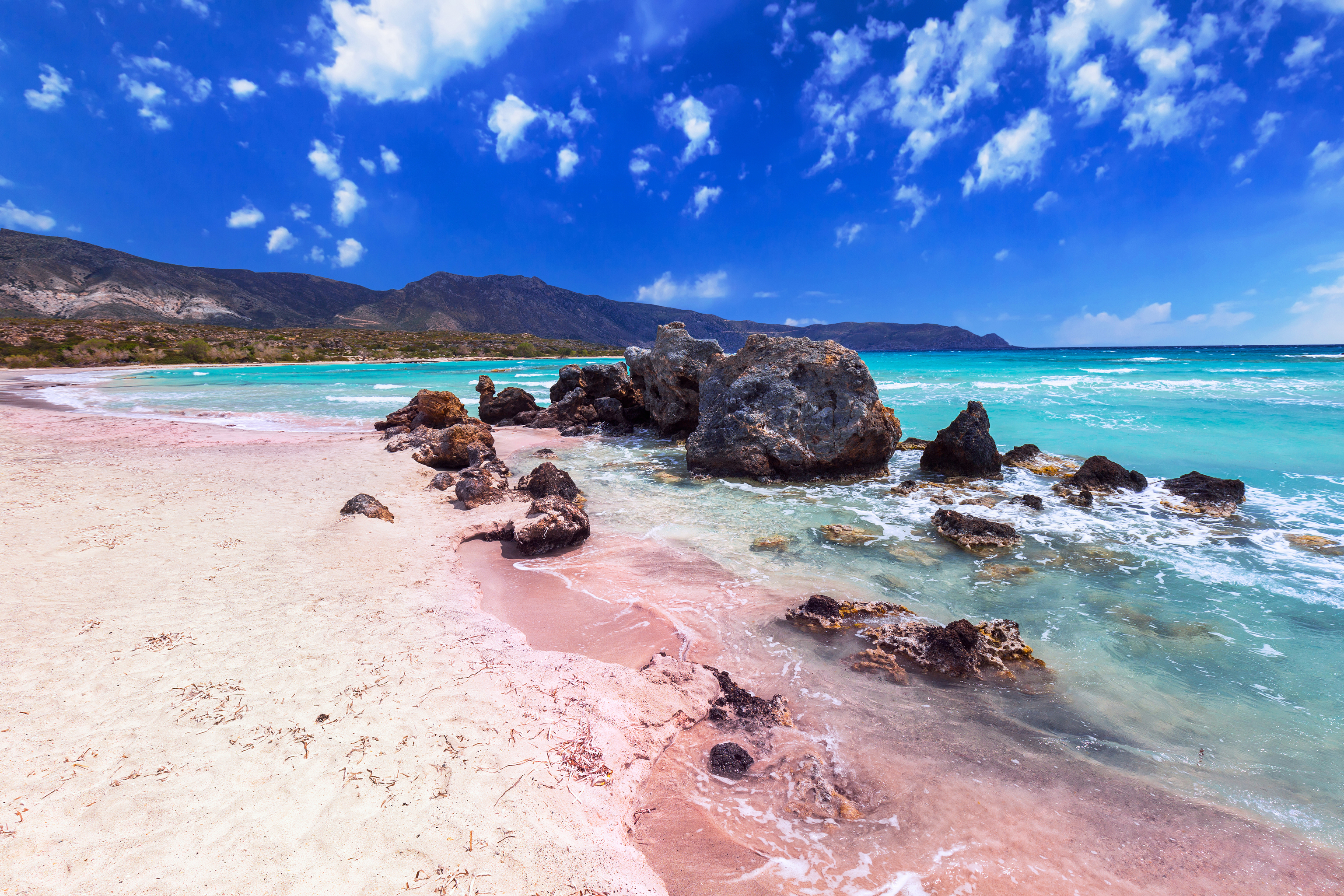 La playa de Elafonisi, en Grecia.