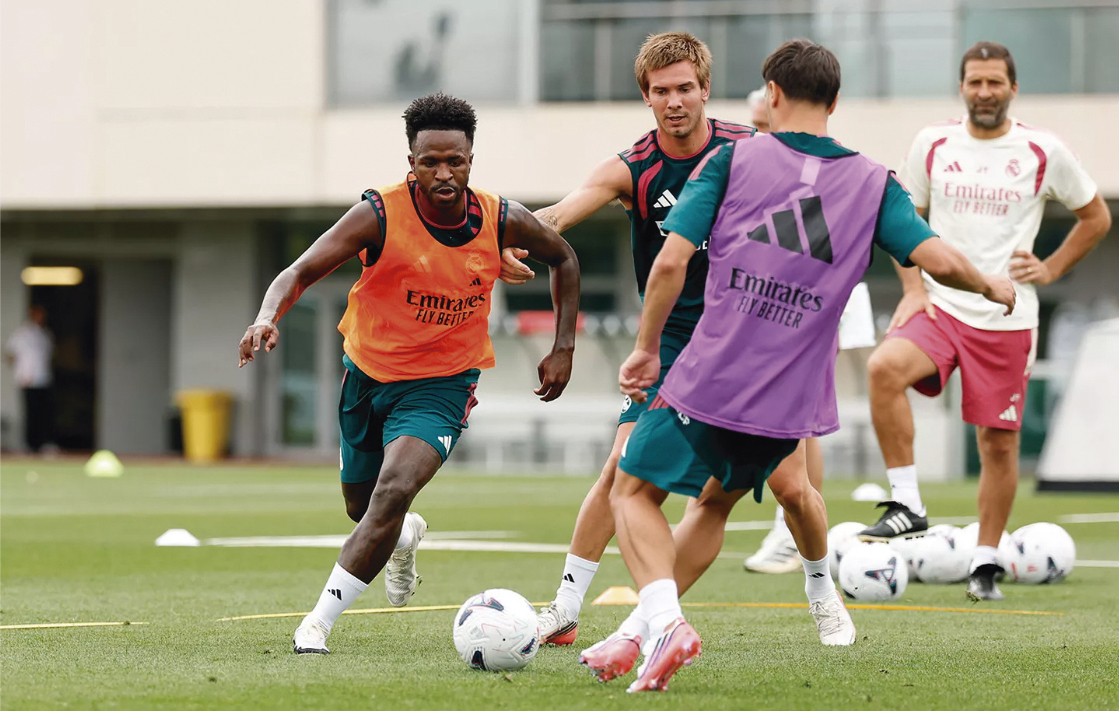Vinicius, en un reciente entrenamiento con el Real Madrid.