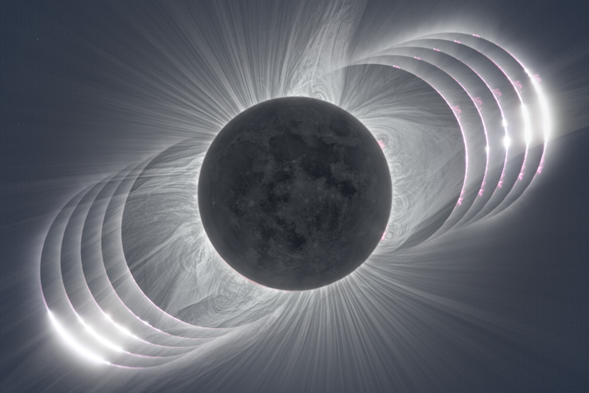 Composición de observaciones del eclipse de 2017