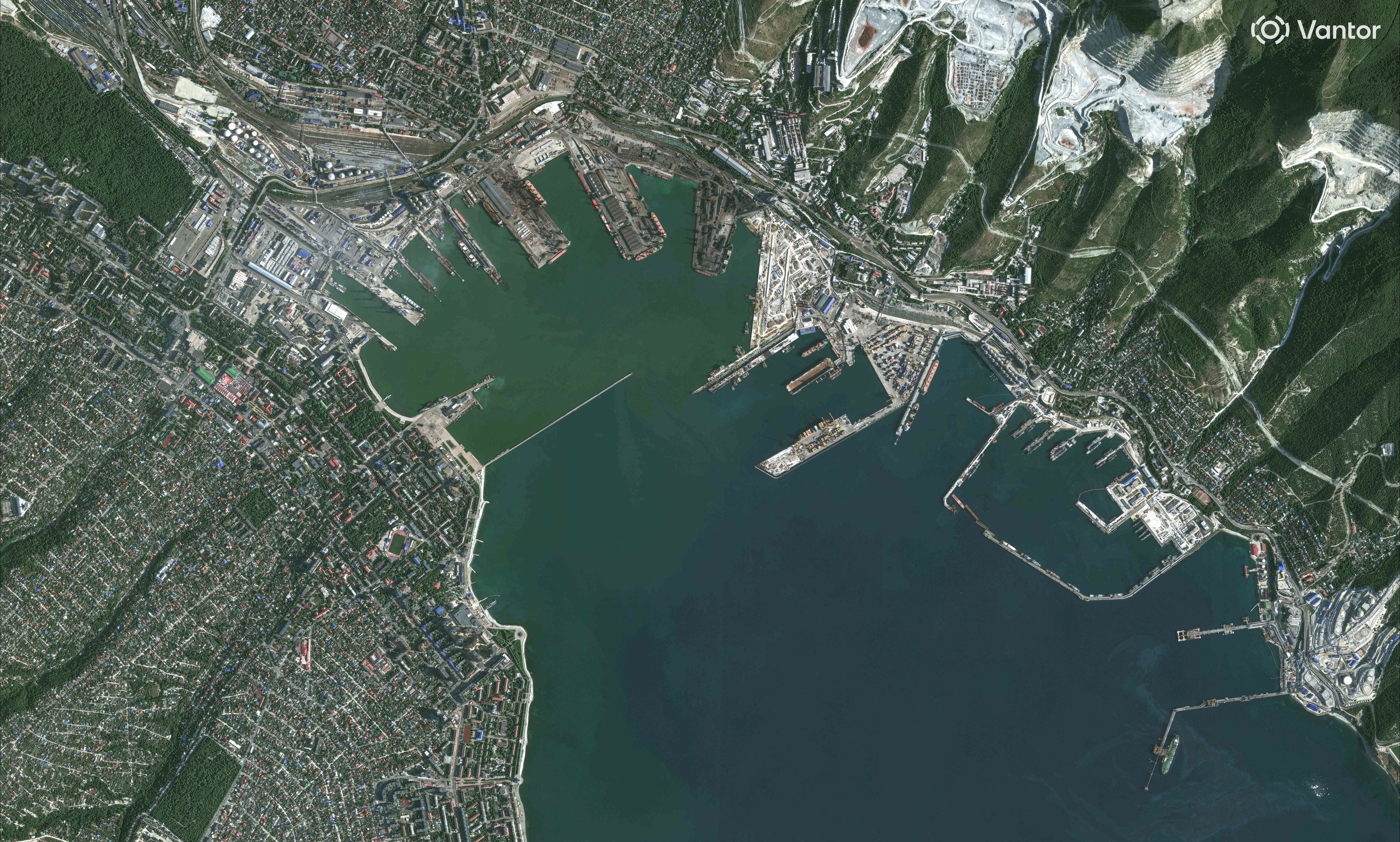Vista aérea del puerto de Novorossiysk, este miércoles.