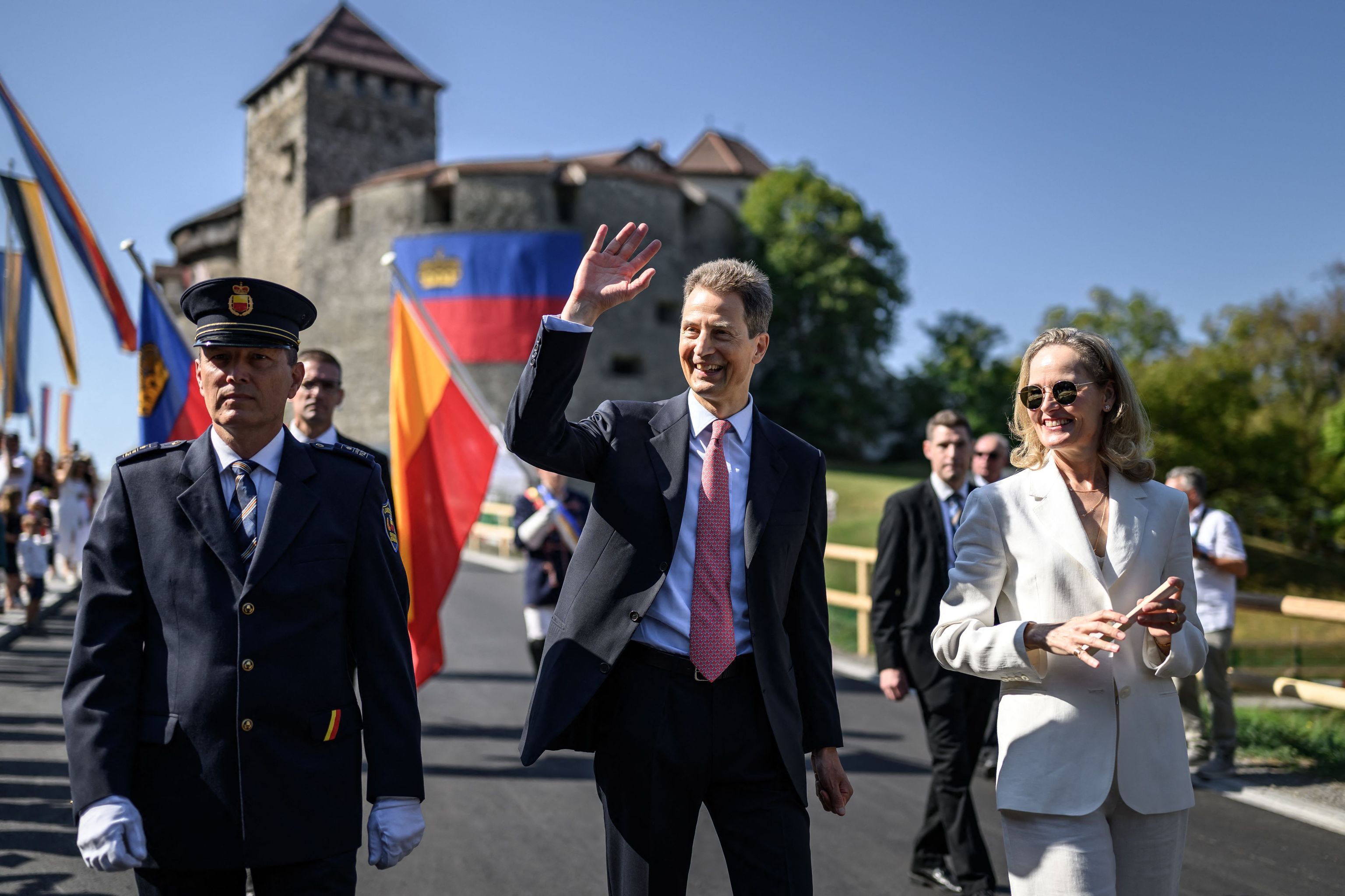 Alois y Sofía, en las celebraciones por la fiesta nacional en Vaduz, este sábado.