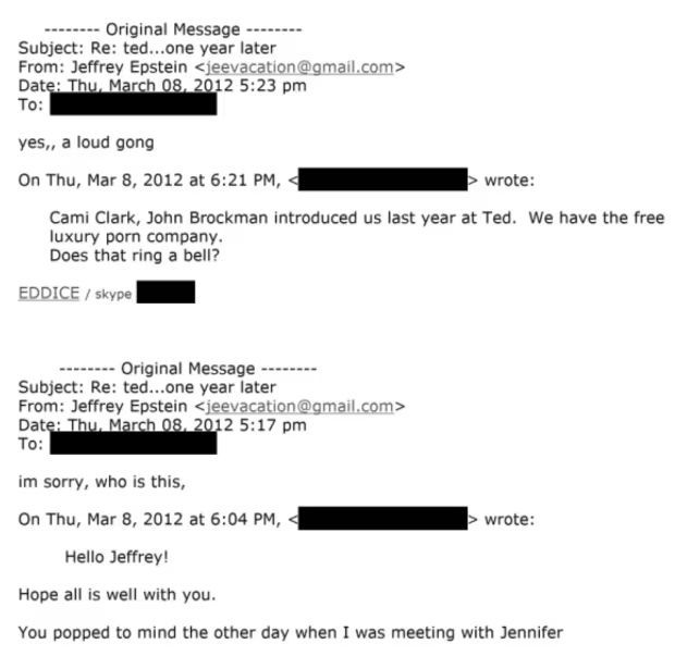 El intercambio de correos electrónicos entre Cami Clark y Jeffrey Epstein