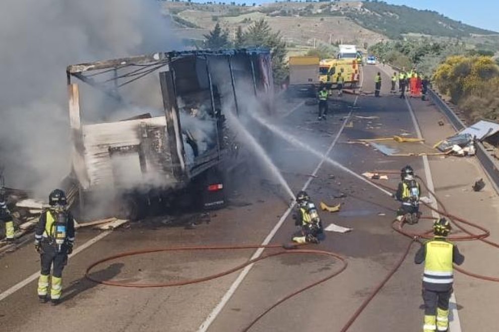 Dos camioneros murieron el 3 de junio en Quitanilla de Arriba (Valladolid).