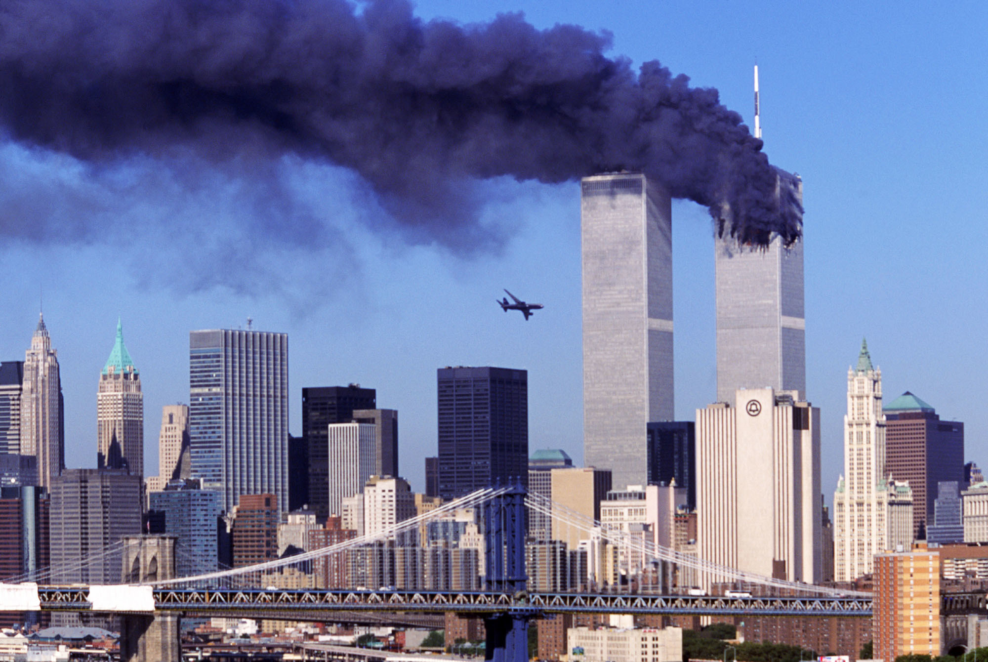 Las Torres Gemelas en el momento del atentado terrorista.