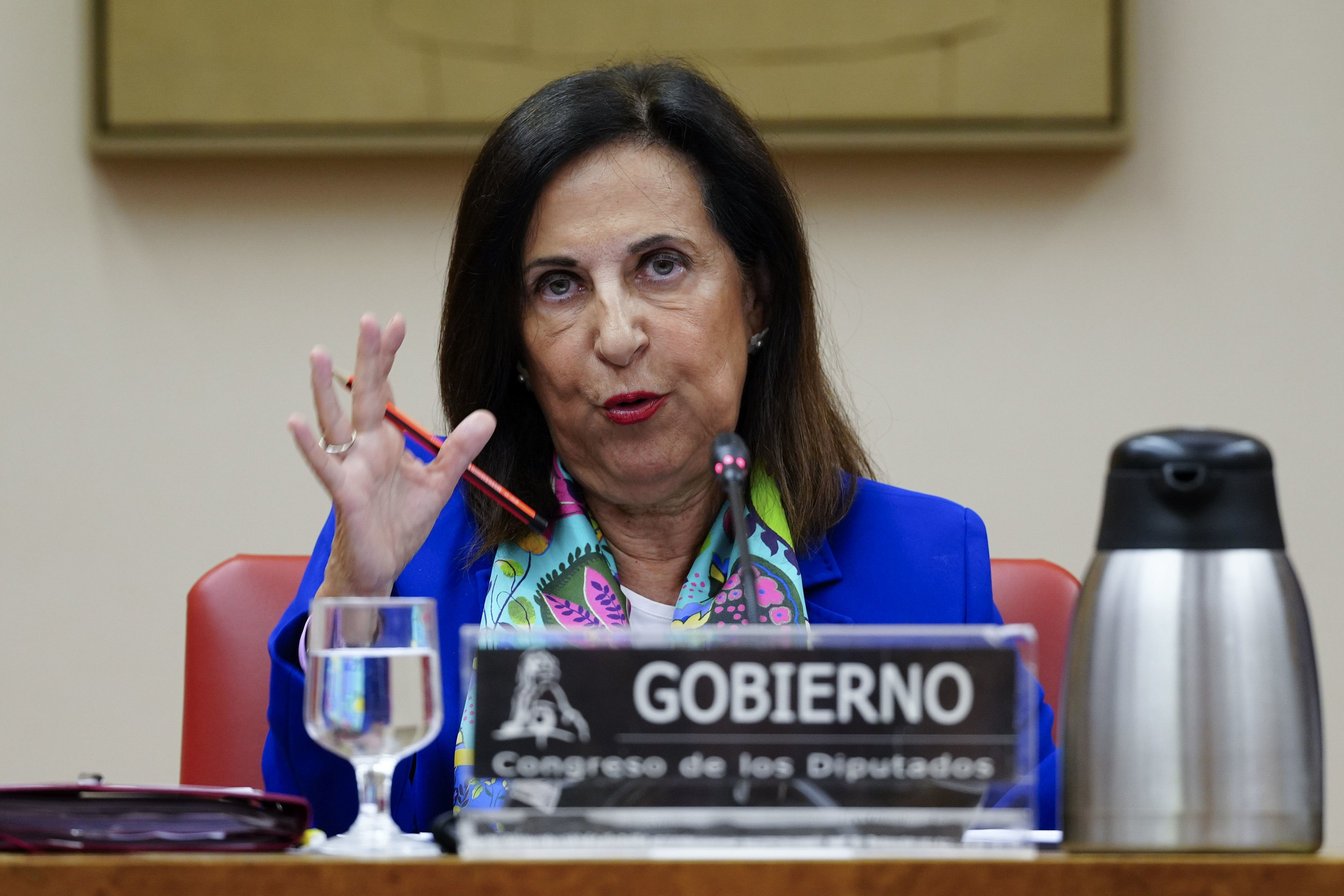 Margarita Robles, ministra de Defensa, durante su comparecencia en el Congreso.
