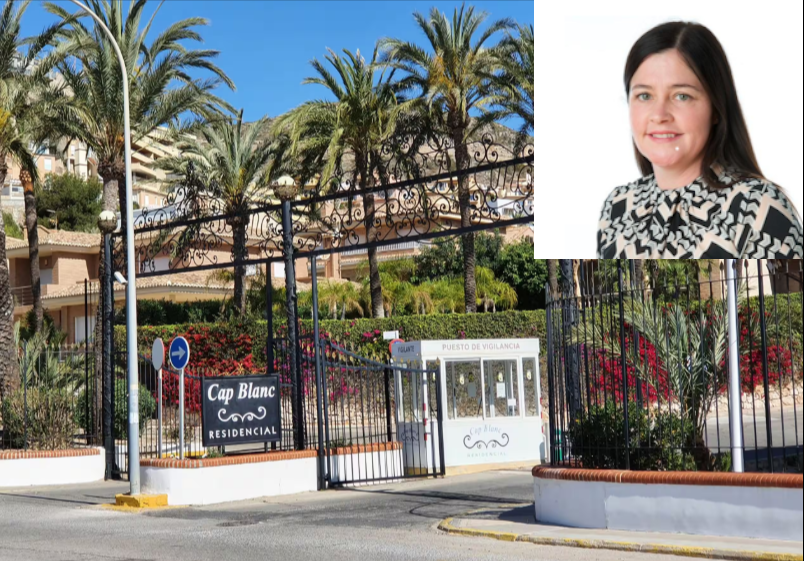 Entrada de la urbanización de Cullera y foto de Thomasina Tobin.