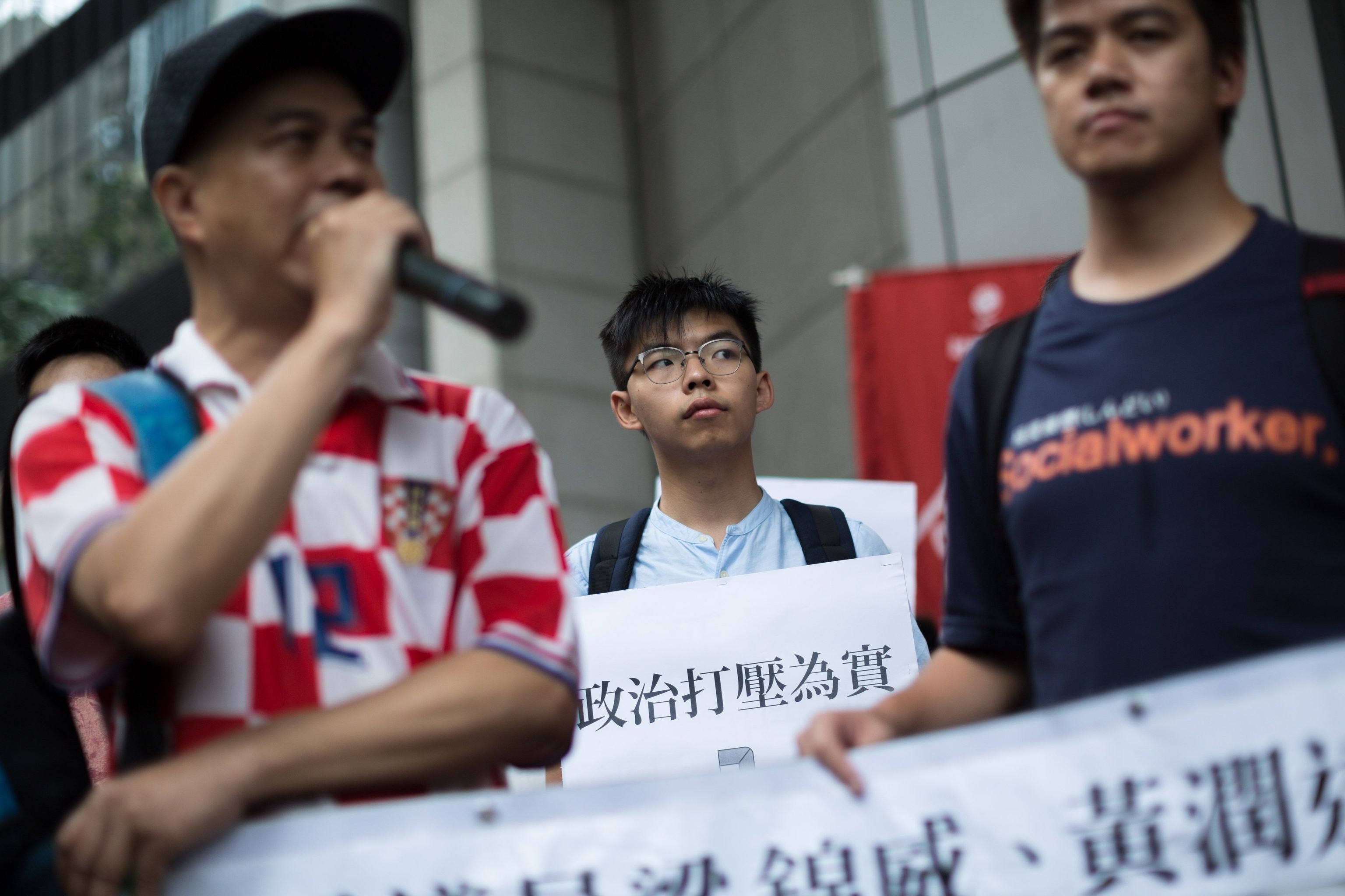 El activista hongkonés Joshua Wong en una manifestación.