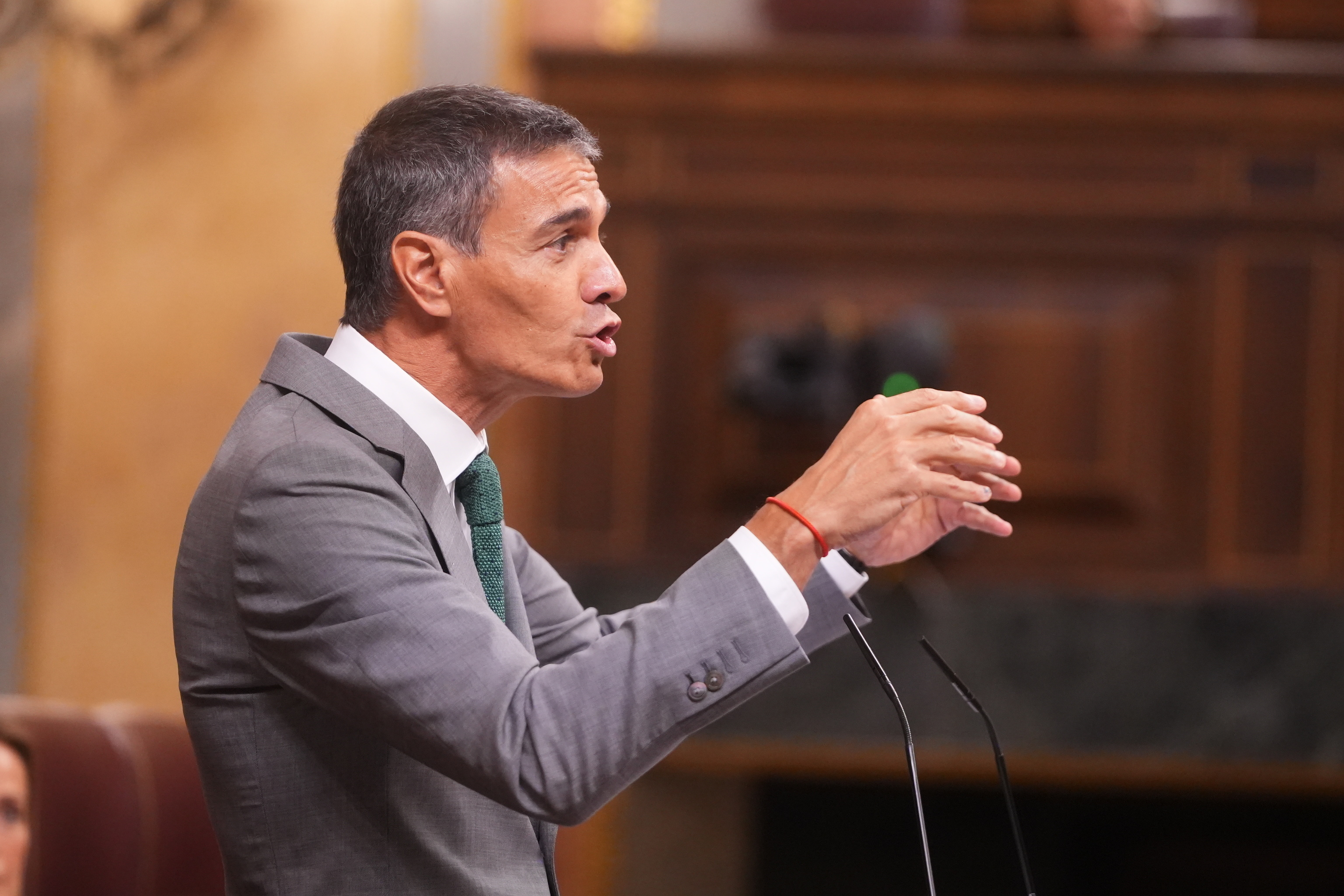 El presidente del Gobierno, Pedro Sánchez, en su comparecencia en el Congreso.