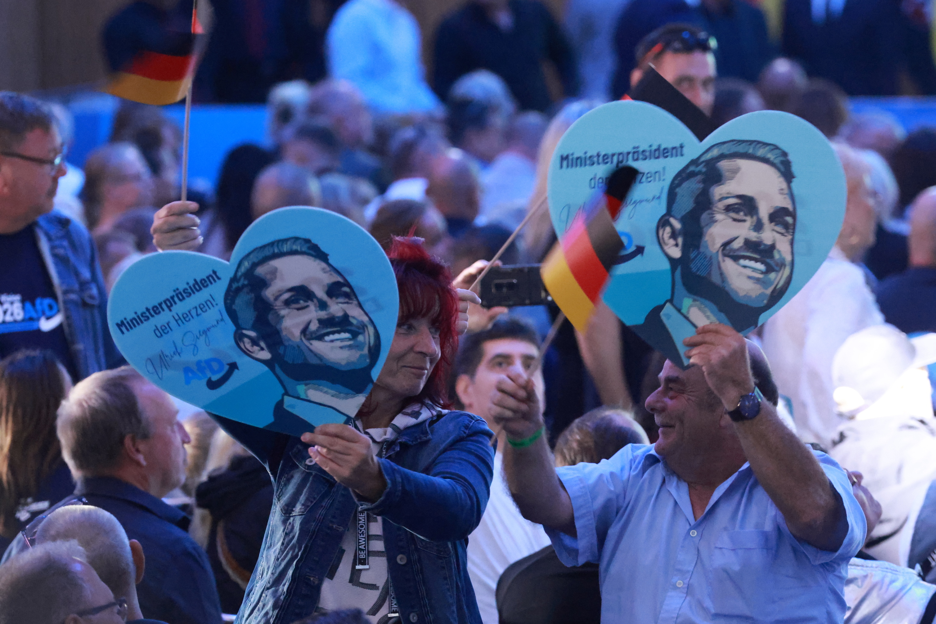 Acto de clausura de la campaña de la AFD antes de las elecciones regionales de Sajonia-Anhalt.