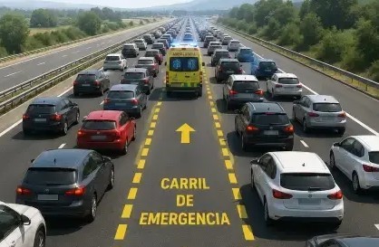 CARRILES. En una retención o circulando a velocidad de peatón, hay que orillarse a los lados para 'crear' un carril de emergencia. Además, cuando nieve, habrá que ir por el de la derecha y no se podrá adelantar.