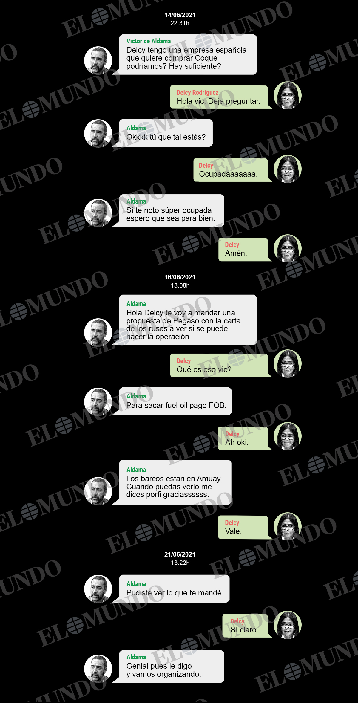 Extracto de la conversación entre Aldama y Delcy