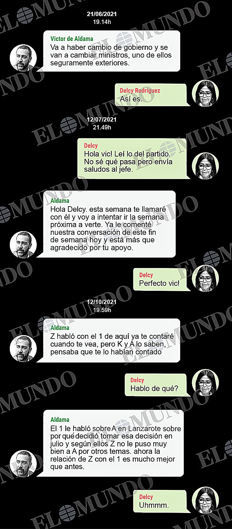 Extracto de la conversación entre Aldama y Delcy.