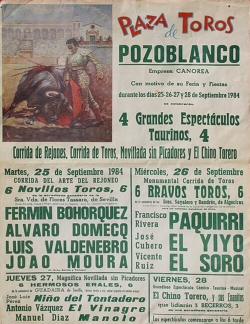 Trincherazo de Curro, por Pedro Escacena, para ilustrar la feria de Pozoblanco de 1984