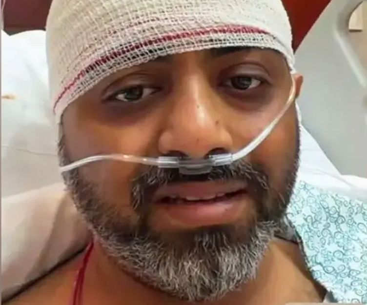 Smit Machchhar, en videoconferencia con el primer ministro de la India desde el hospital.