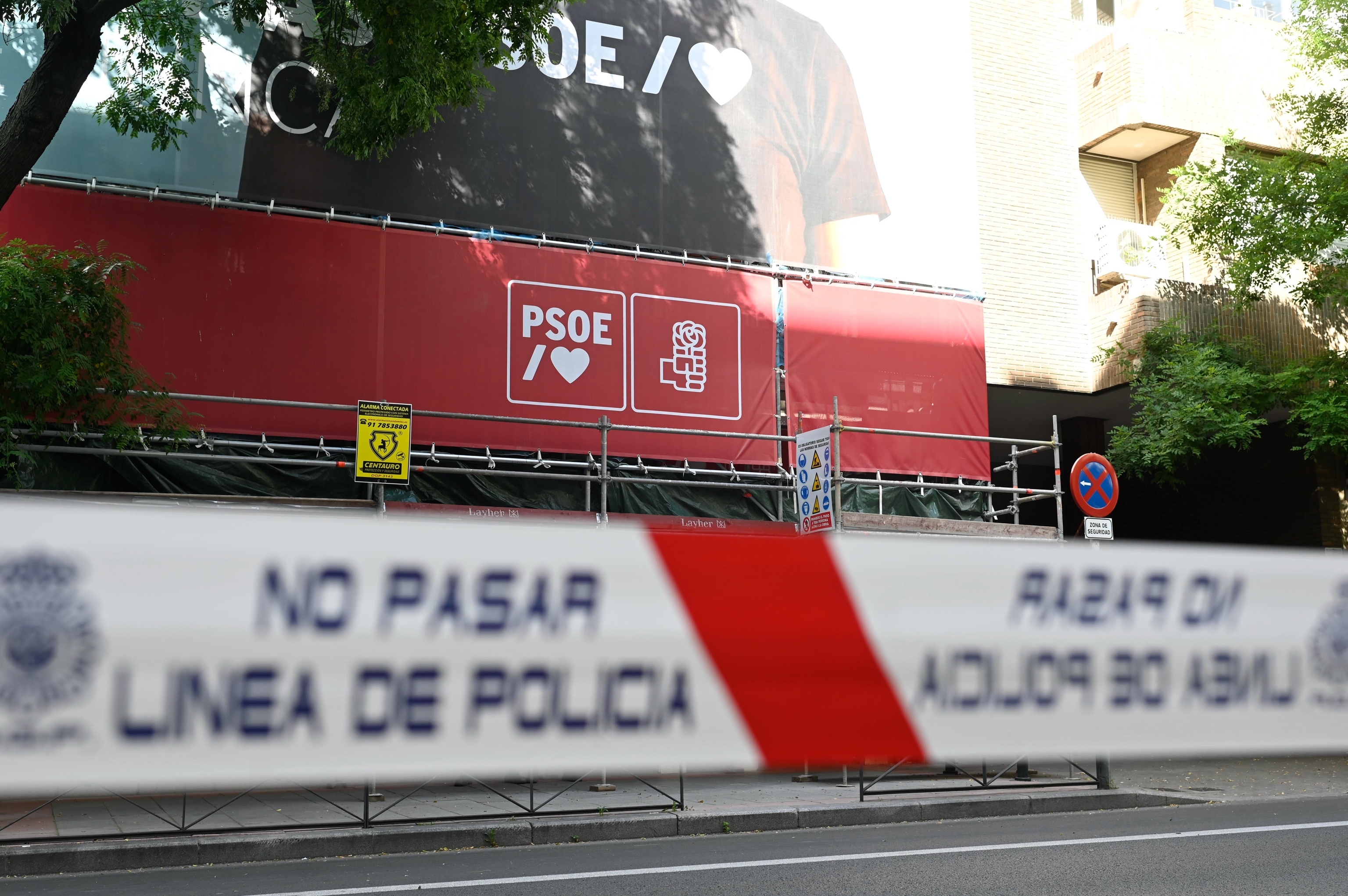 Sede del PSOE en Ferraz durante el registro del mes de mayo.