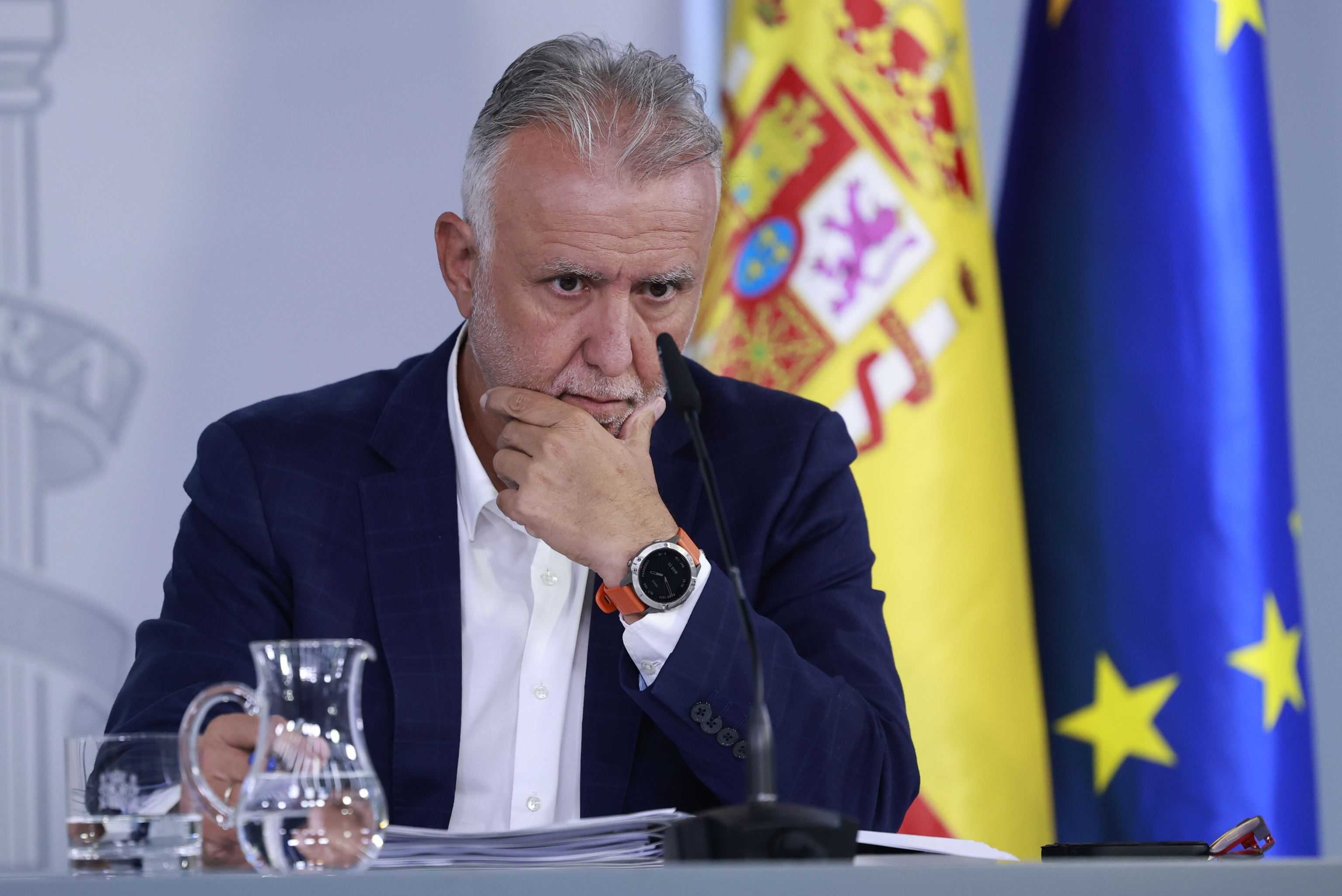 El ministro  Ángel Víctor Torres durante la rueda de prensa este martes