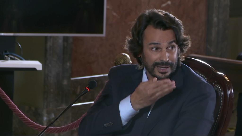 González Amador, durante su declaración ante el Supremo por el caso del fiscal general en 2025. Imagen del vídeo del interior de la sala