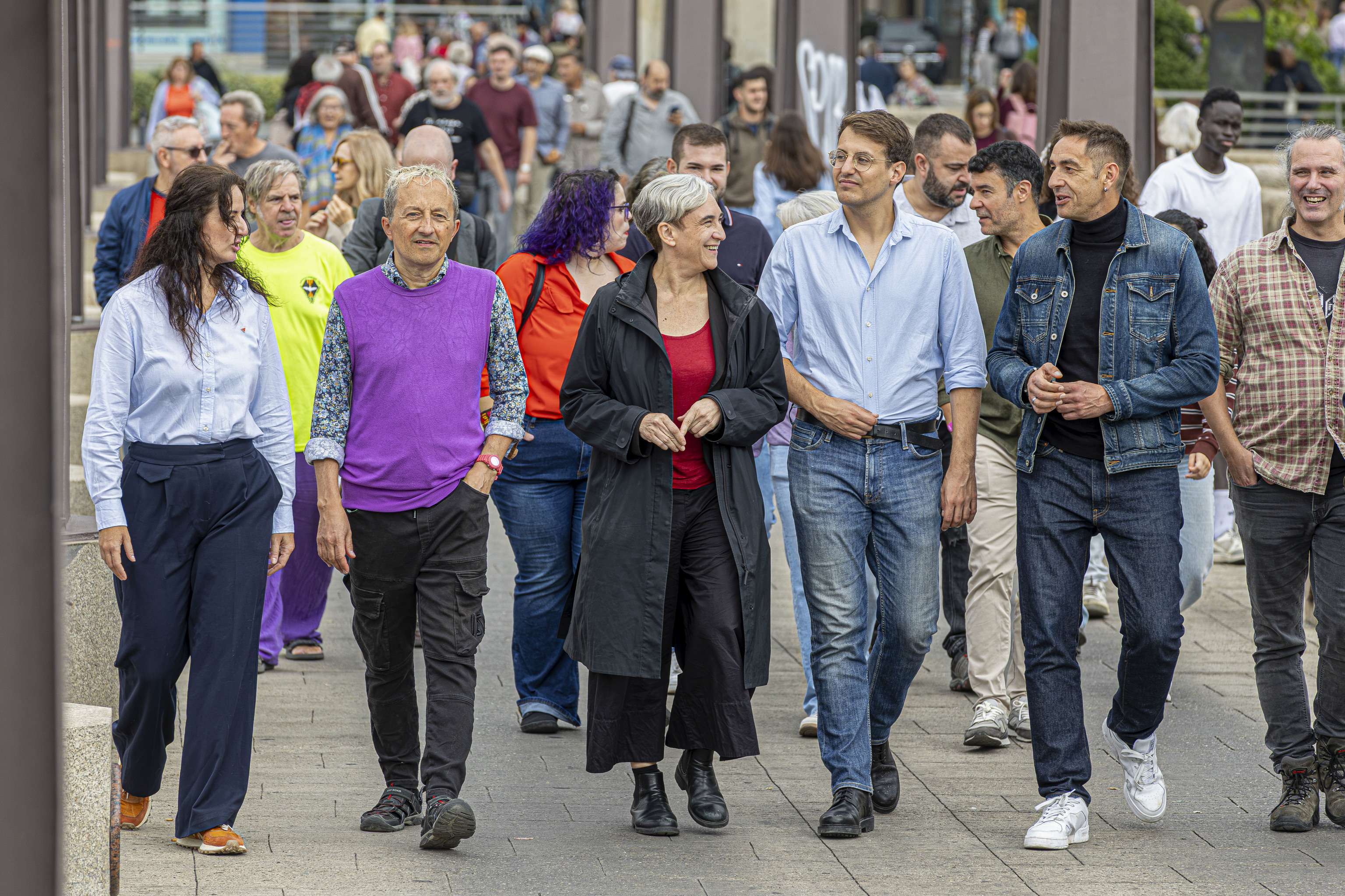 Ada Colau, Jorge Pueyo y Emilio Delgado, en Zaragoza tras el pacto con Chunta