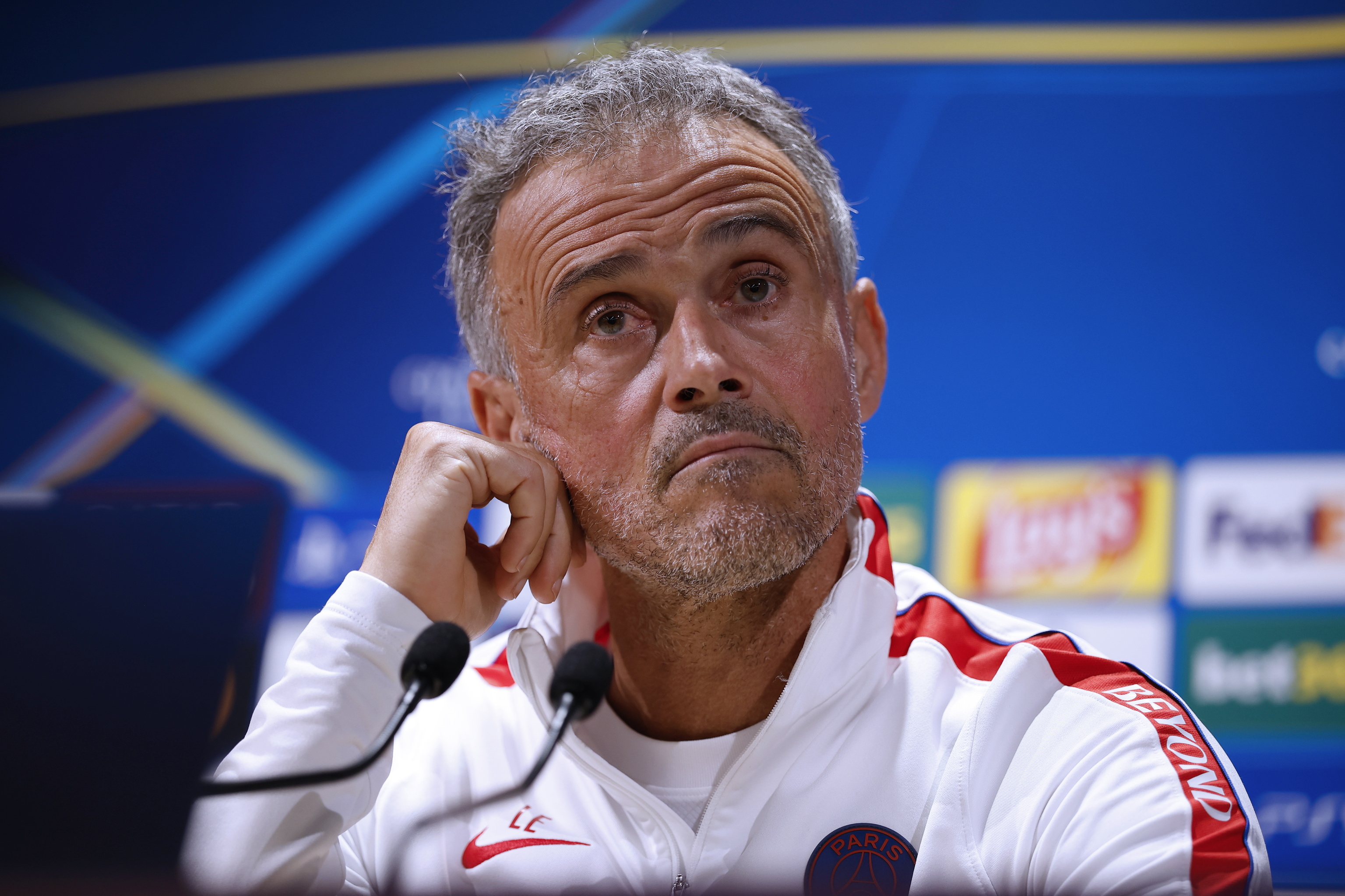 Luis Enrique, entrenador del PSG, durante la rueda de prensa previa al partido de Champions frente al FC Barcelona