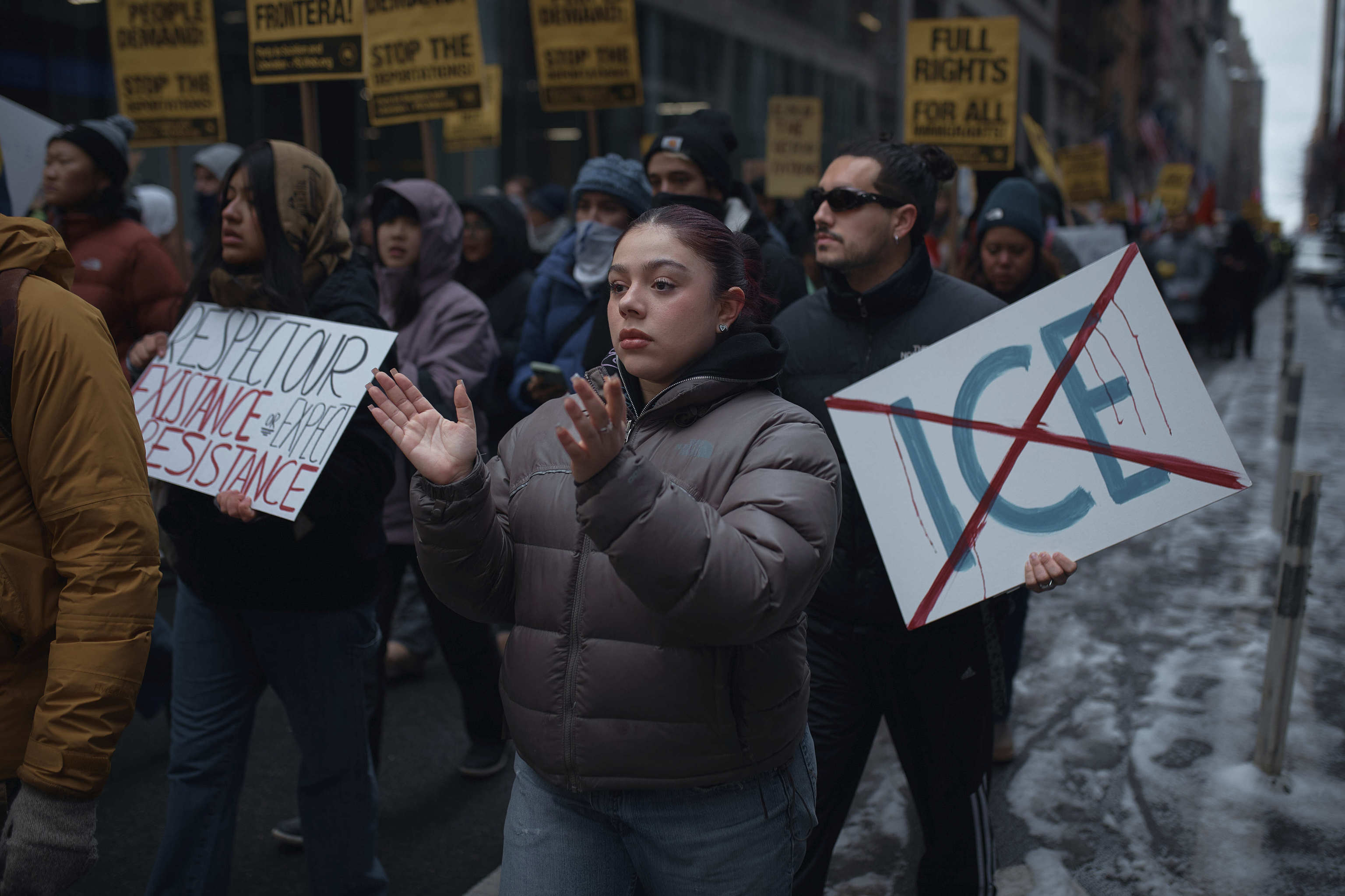 Protestas a favor de los inmigrantes y en contra del ICE en Nueva York.